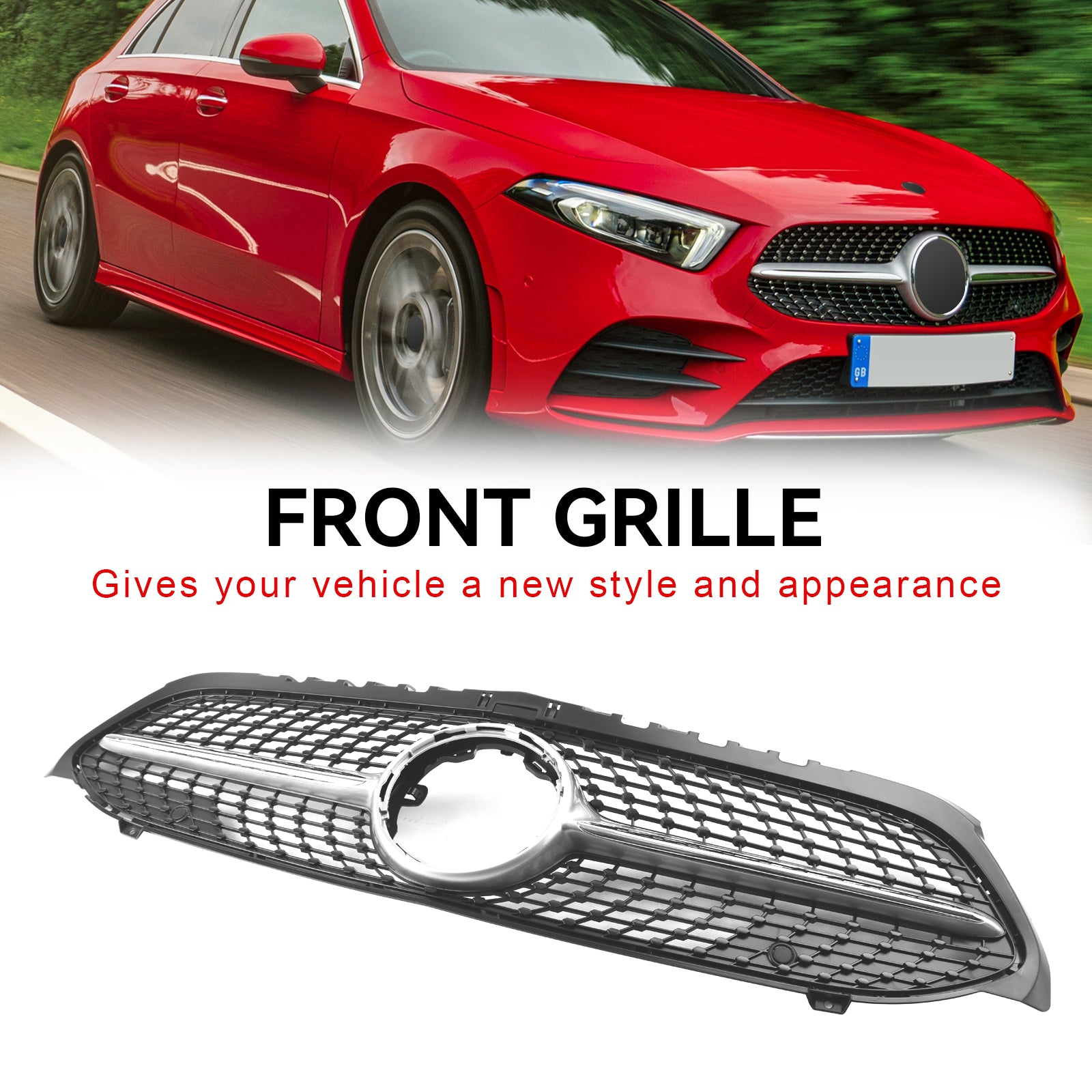 2019-2023 Benz A-Klasse W177 Diamond Front Bumper Grille Zwart