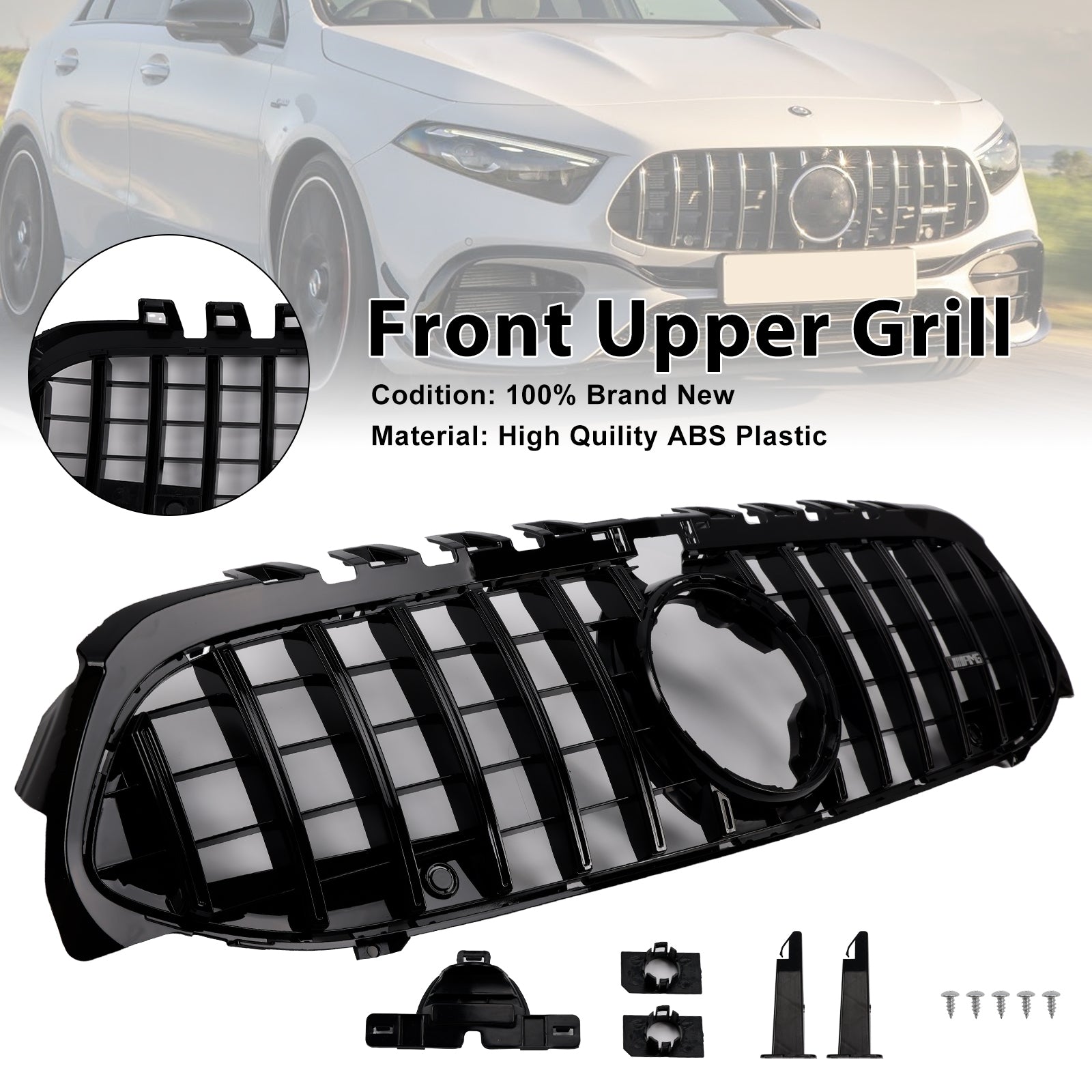 2019-2023 Mercedes Benz A-Class W177 GT-Style Front Bumper Grille Black