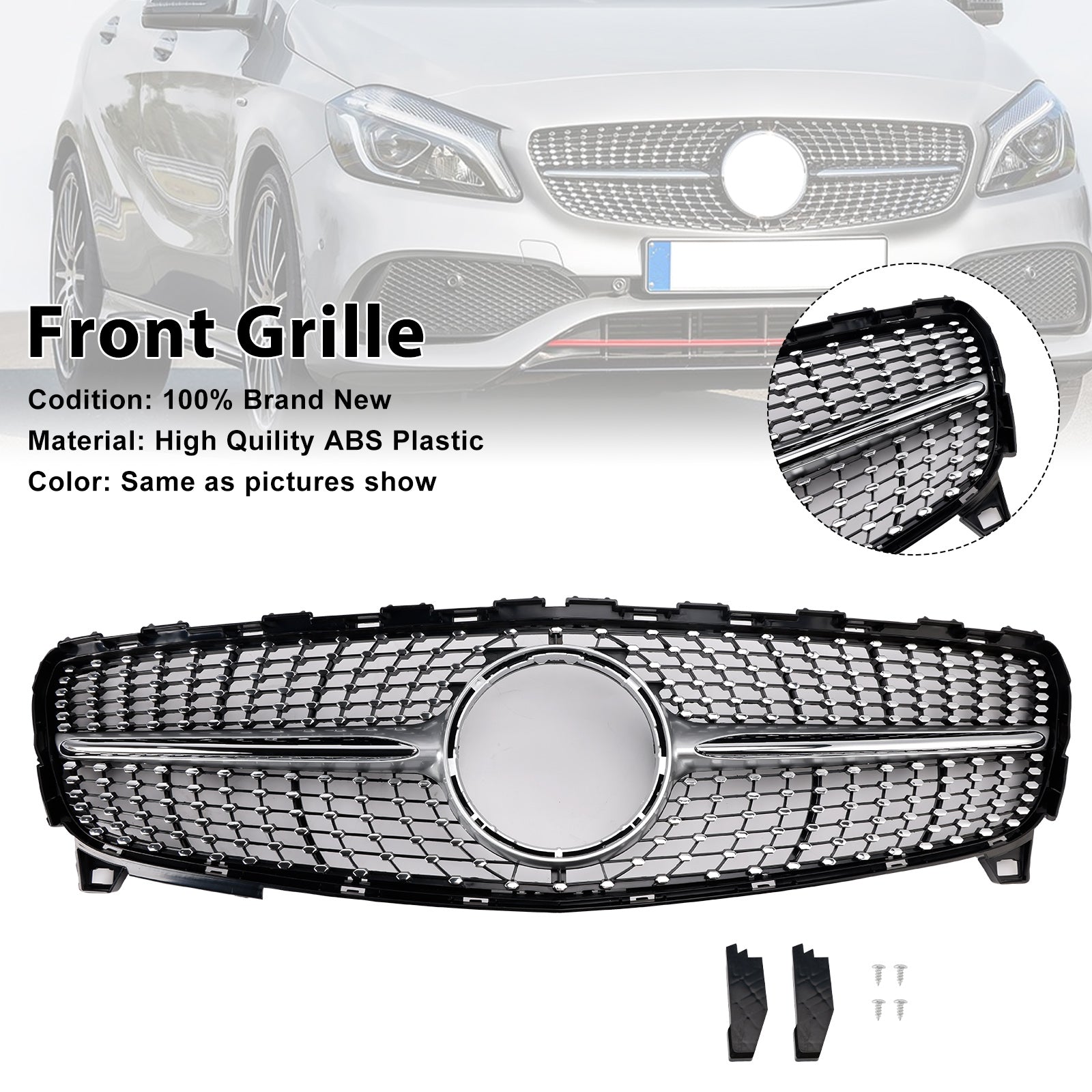 MERCEDES BENZ CLASSE A 2016-2018 W176 Grade do para-choque dianteiro em formato de diamante