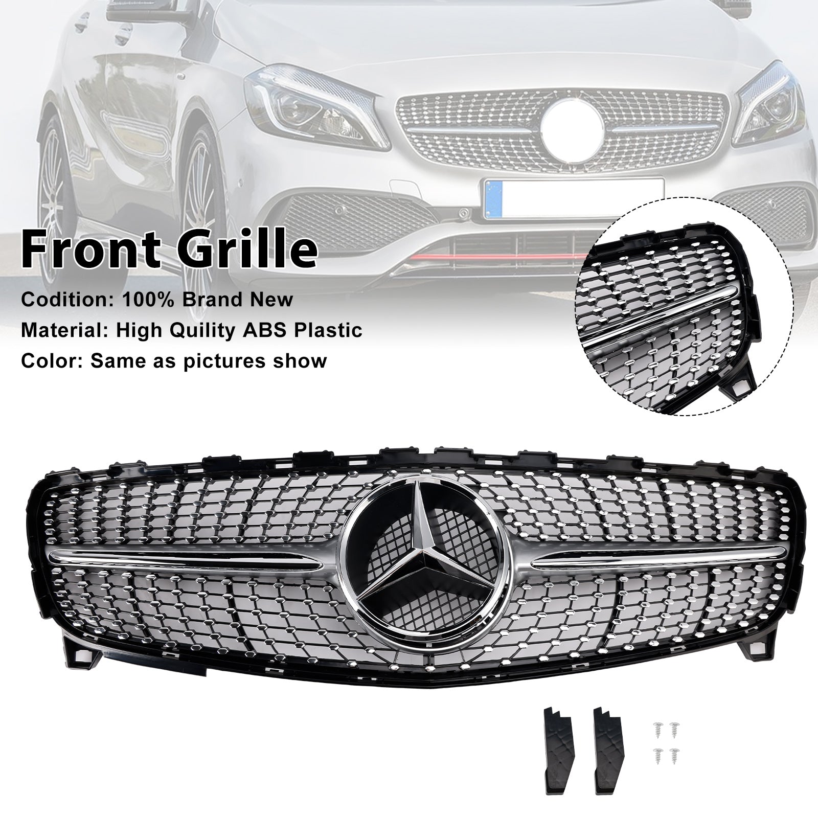2016–2018 MERCEDES BENZ A-KLASSE W176 Frontfangergrill Grill Diamant
