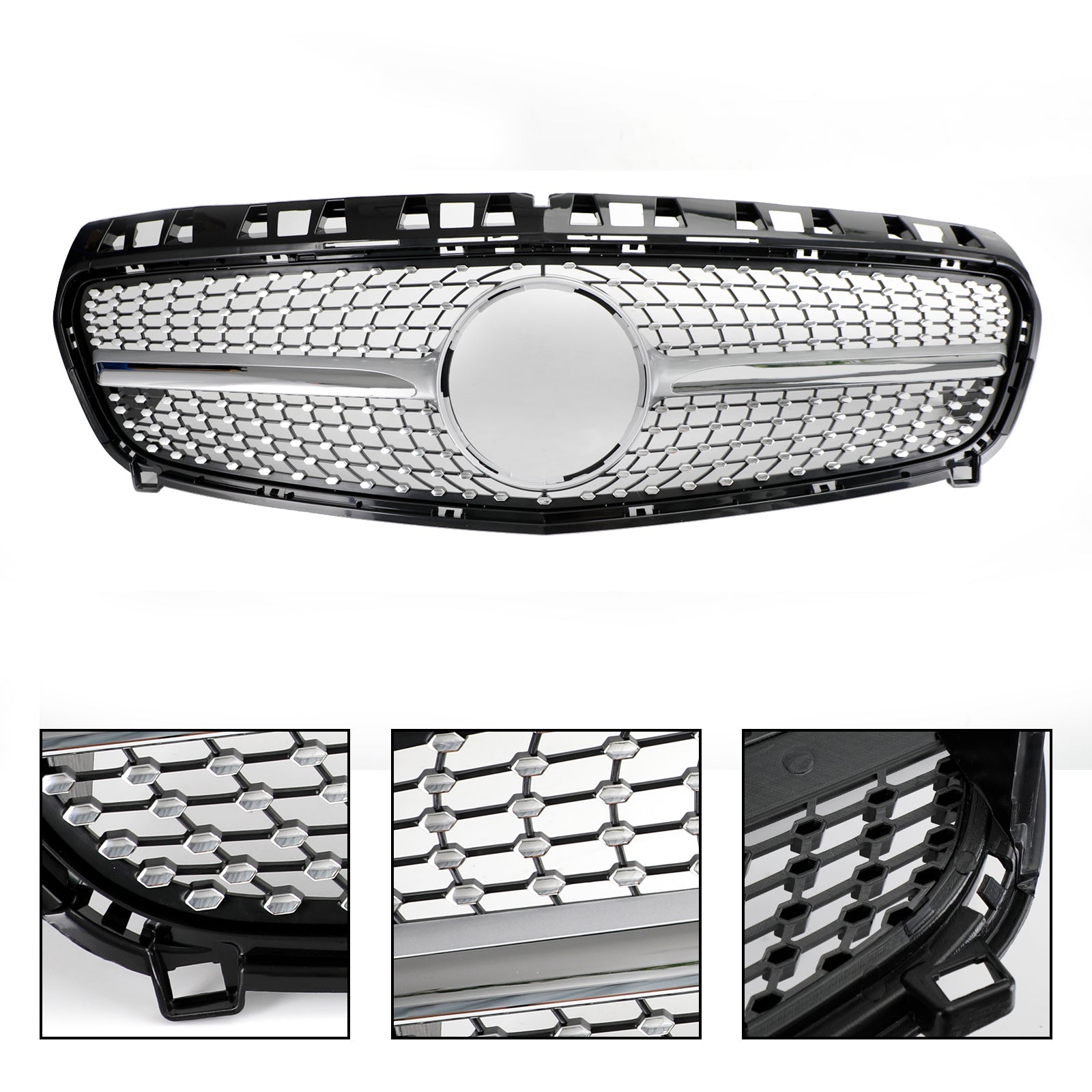 CLASE A 2013-2015 W176 Parrilla delantera para parachoques Mercedes Benz negra/cromada