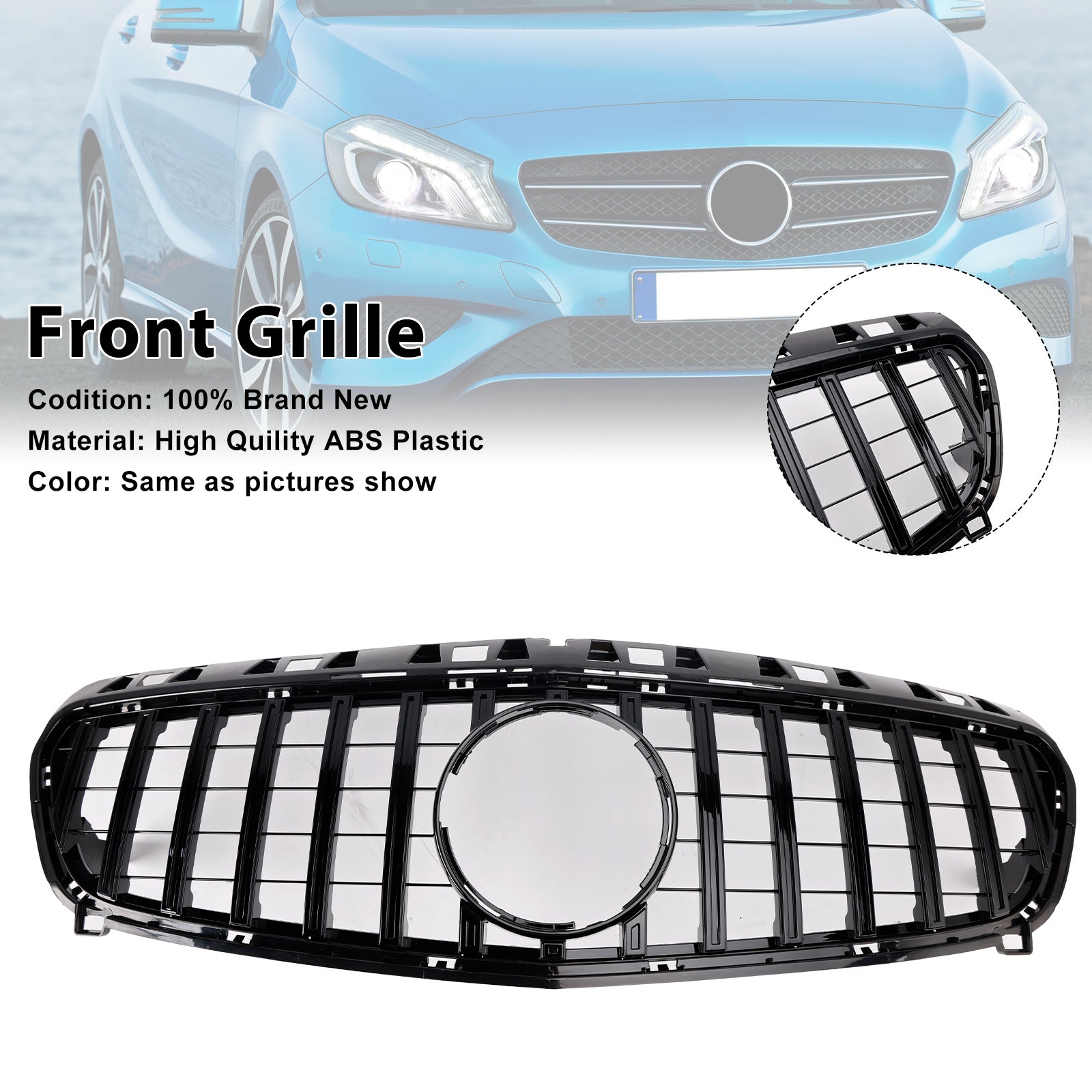 A CLASS W176 2013-2015 Mercedes Benz Gloss Black Front Bumper Grille Grill