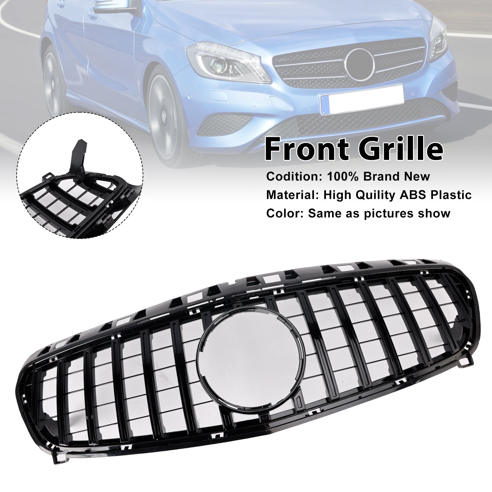A CLASS W176 2013-2015 Mercedes Benz Gloss Black Front Bumper Grille Grill