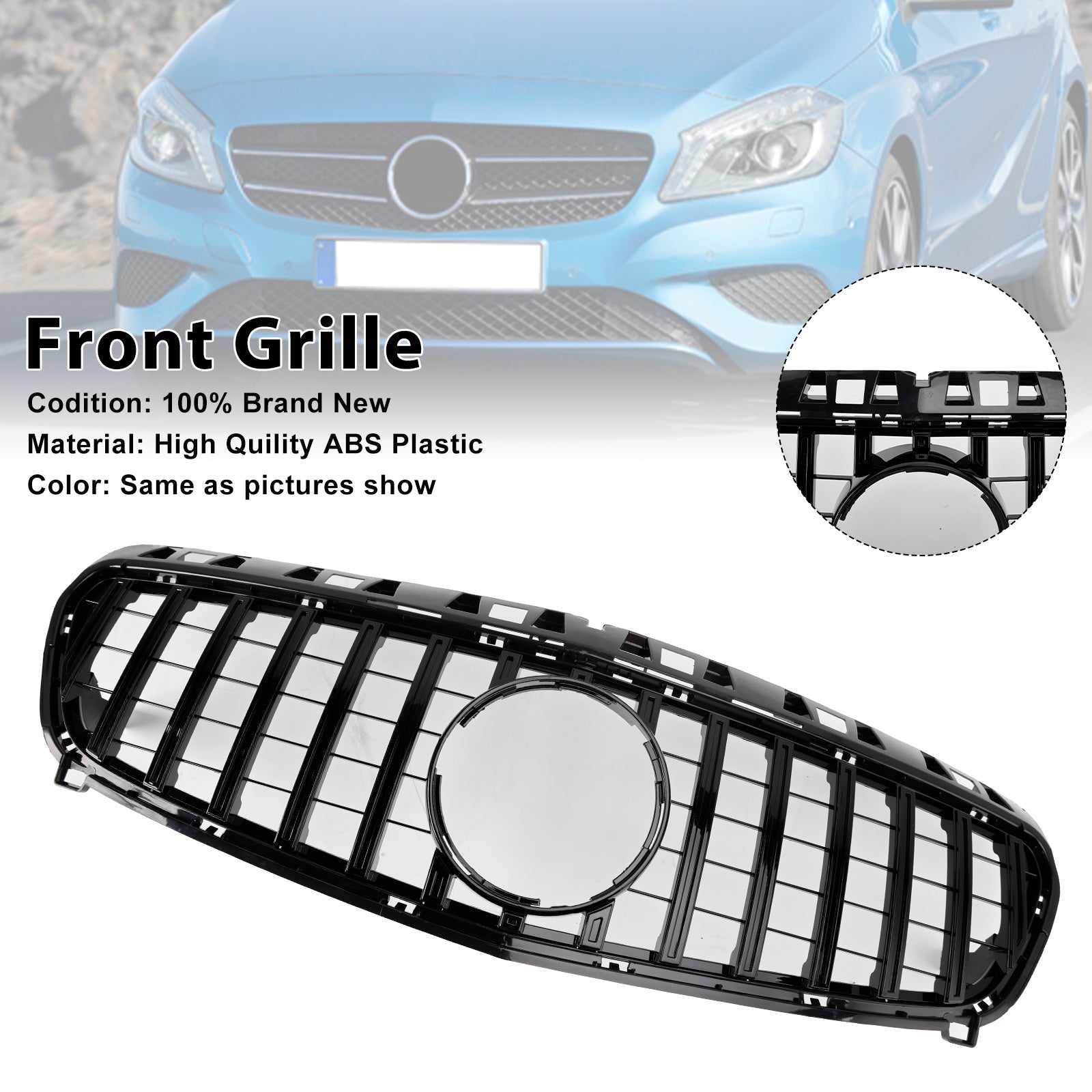 A CLASS W176 2013-2015 Mercedes Benz Gloss Black Front Bumper Grille Grill