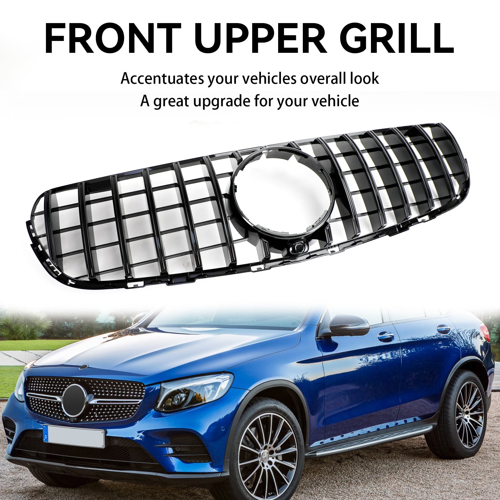 2015 2016 2017 2018 2019 GLC X253 C253 Mercedes Benz Front Bumper Grille Grill Gloss Black