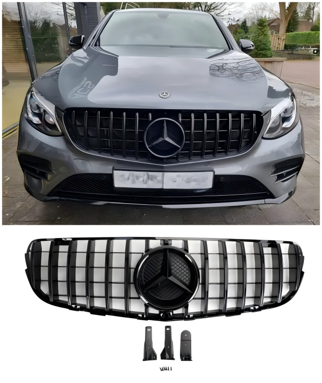 GLC X253 C253 2015-2019 Mercedes Benz Front Bumper Grille Grill Gloss Black