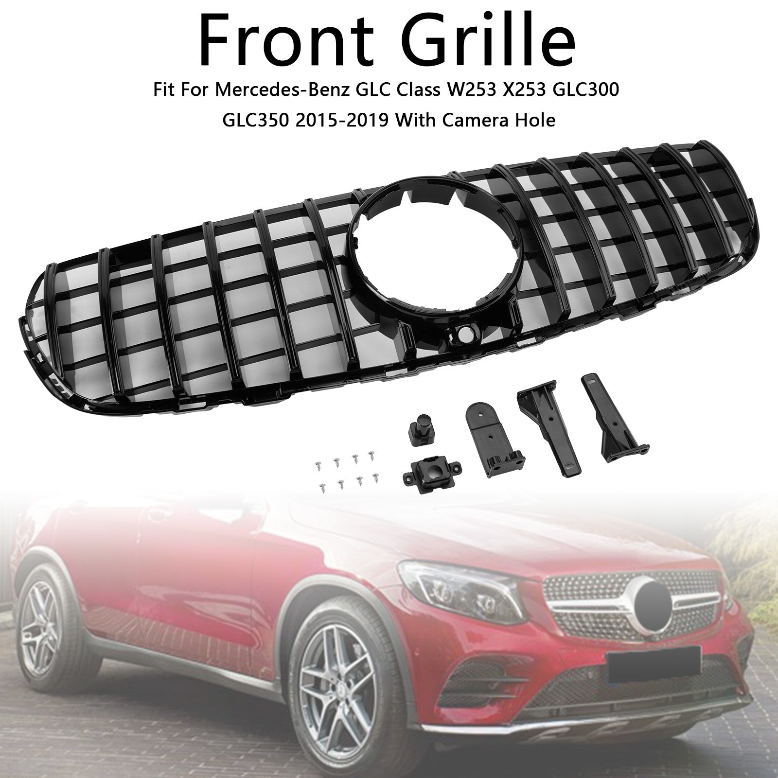 2015-2019 Mercedes Benz GLC X253 C253 Grille de pare-chocs avant noir brillant