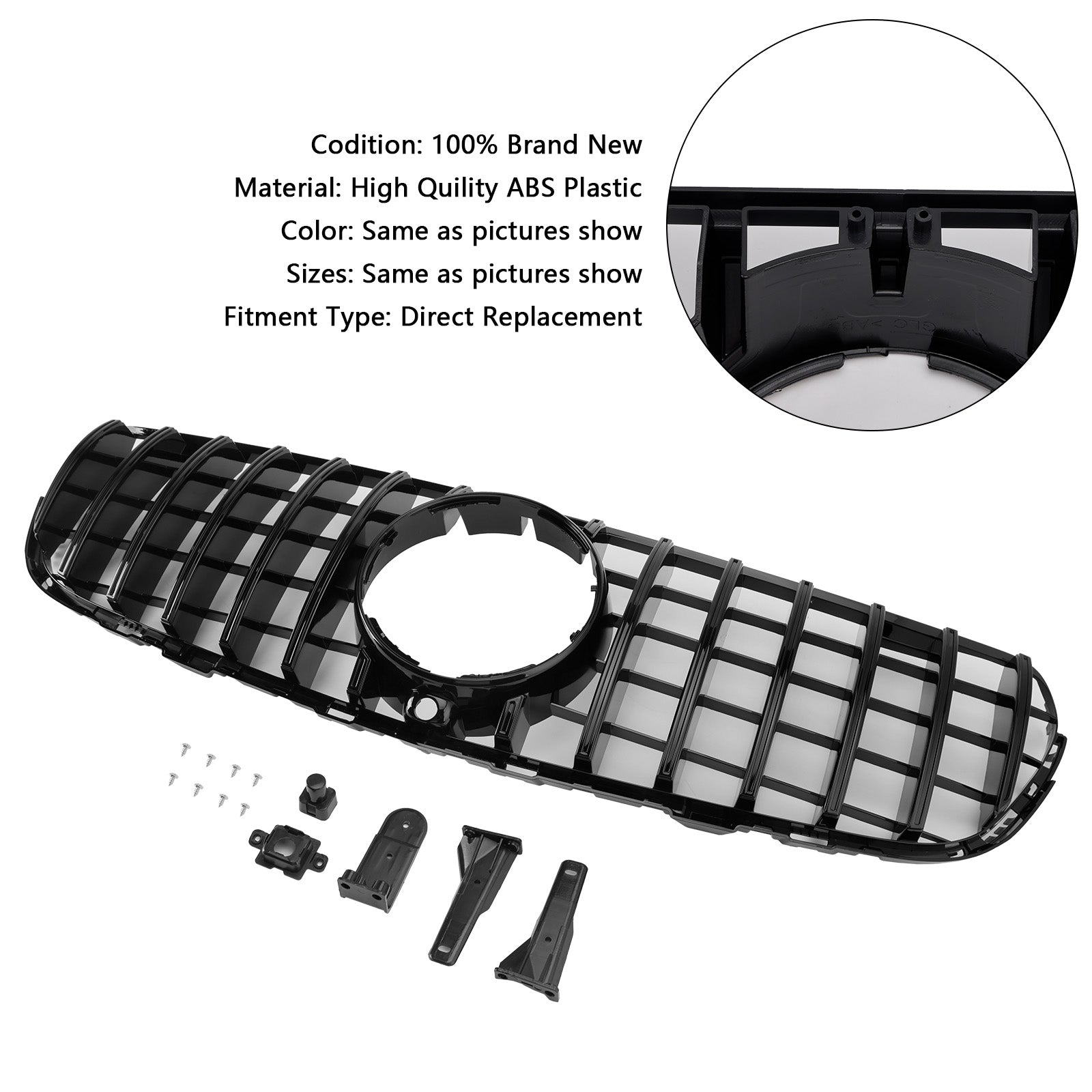 2015-2019 Mercedes Benz GLC X253 C253 Grille de pare-chocs avant noir brillant