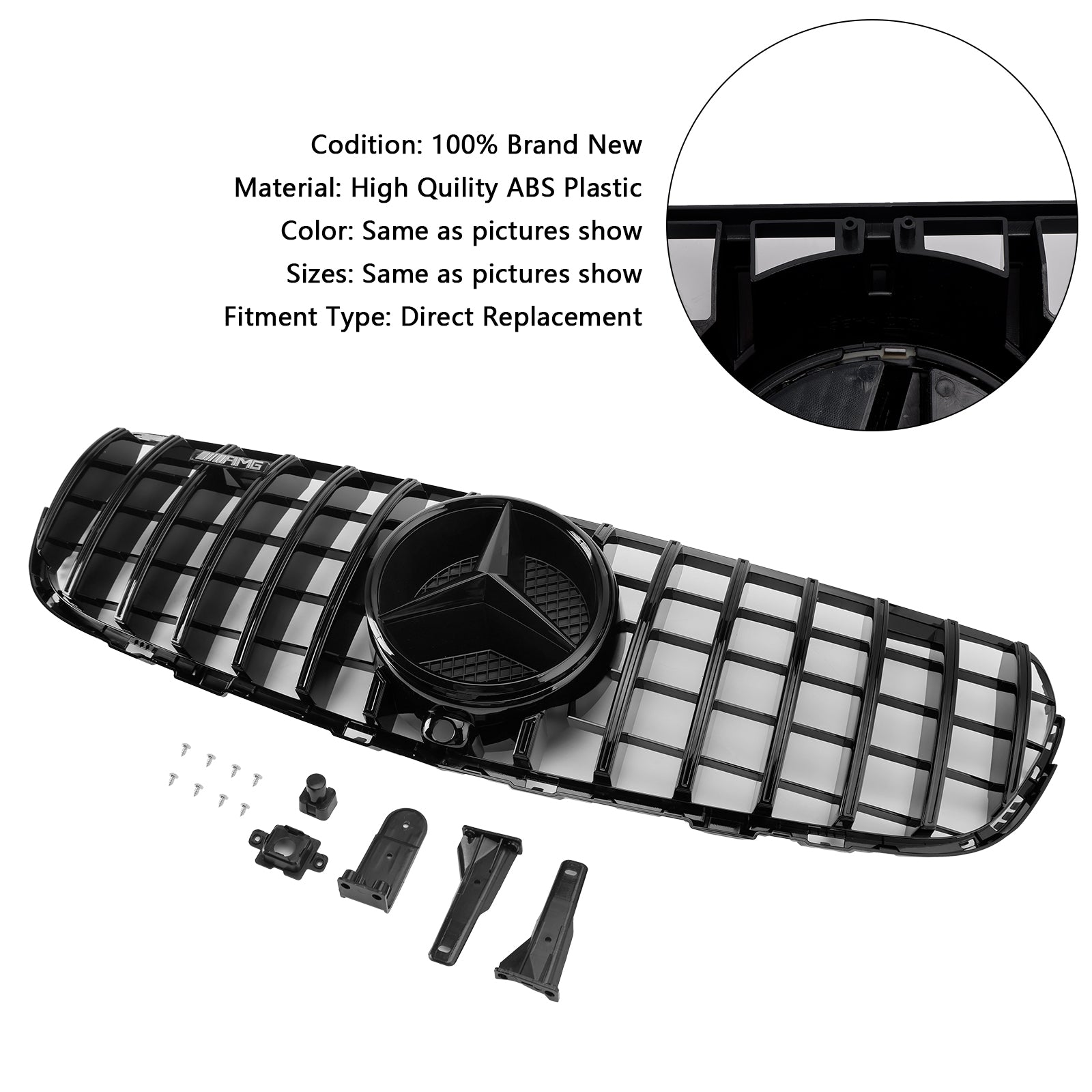 2015-2019 Mercedes Benz GLC X253 C253 Front Bumper Grill Grill Gloss Black