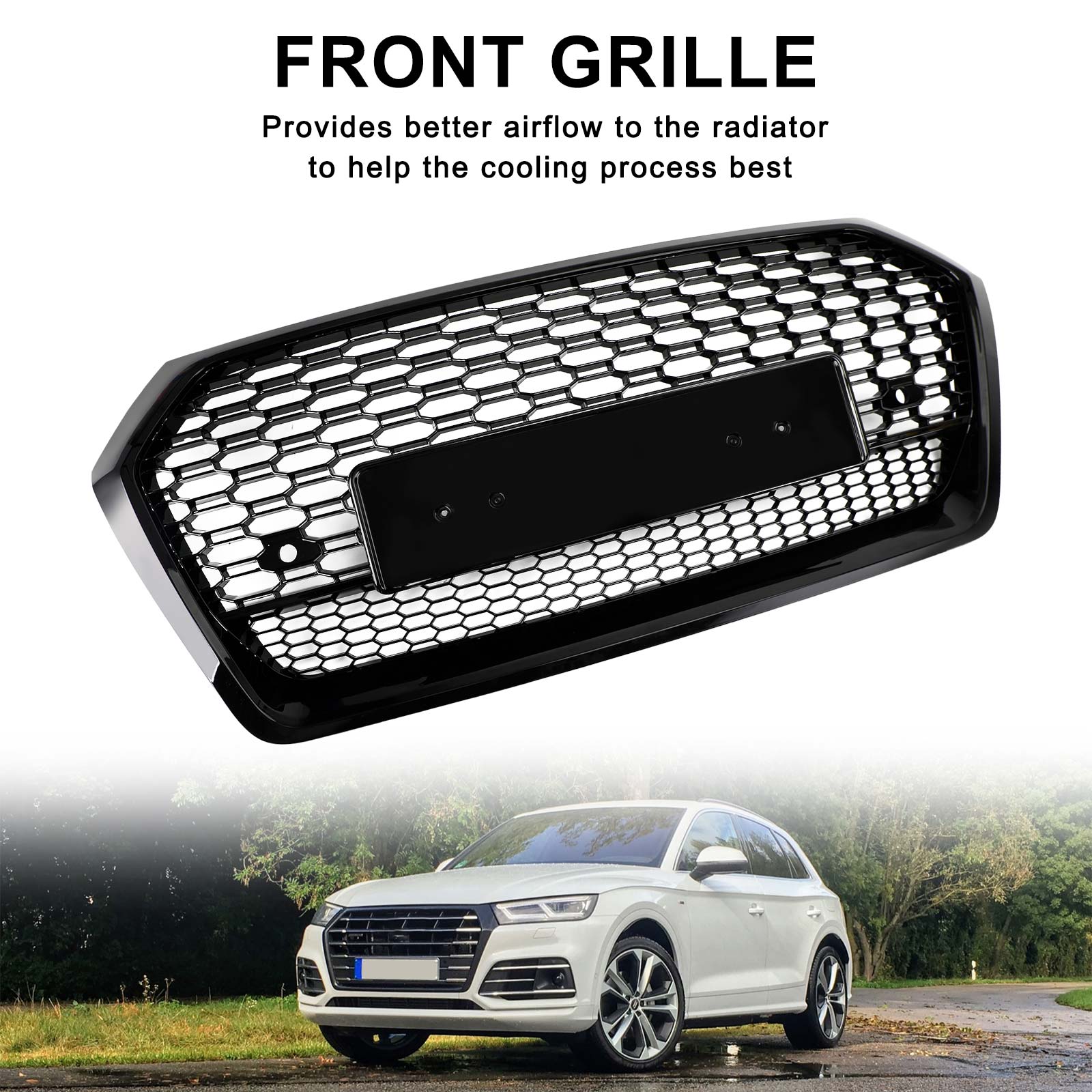 2018-2020 Audi Q5 SQ5 RSQ5-stijl honingraatgaasgrill vooraan