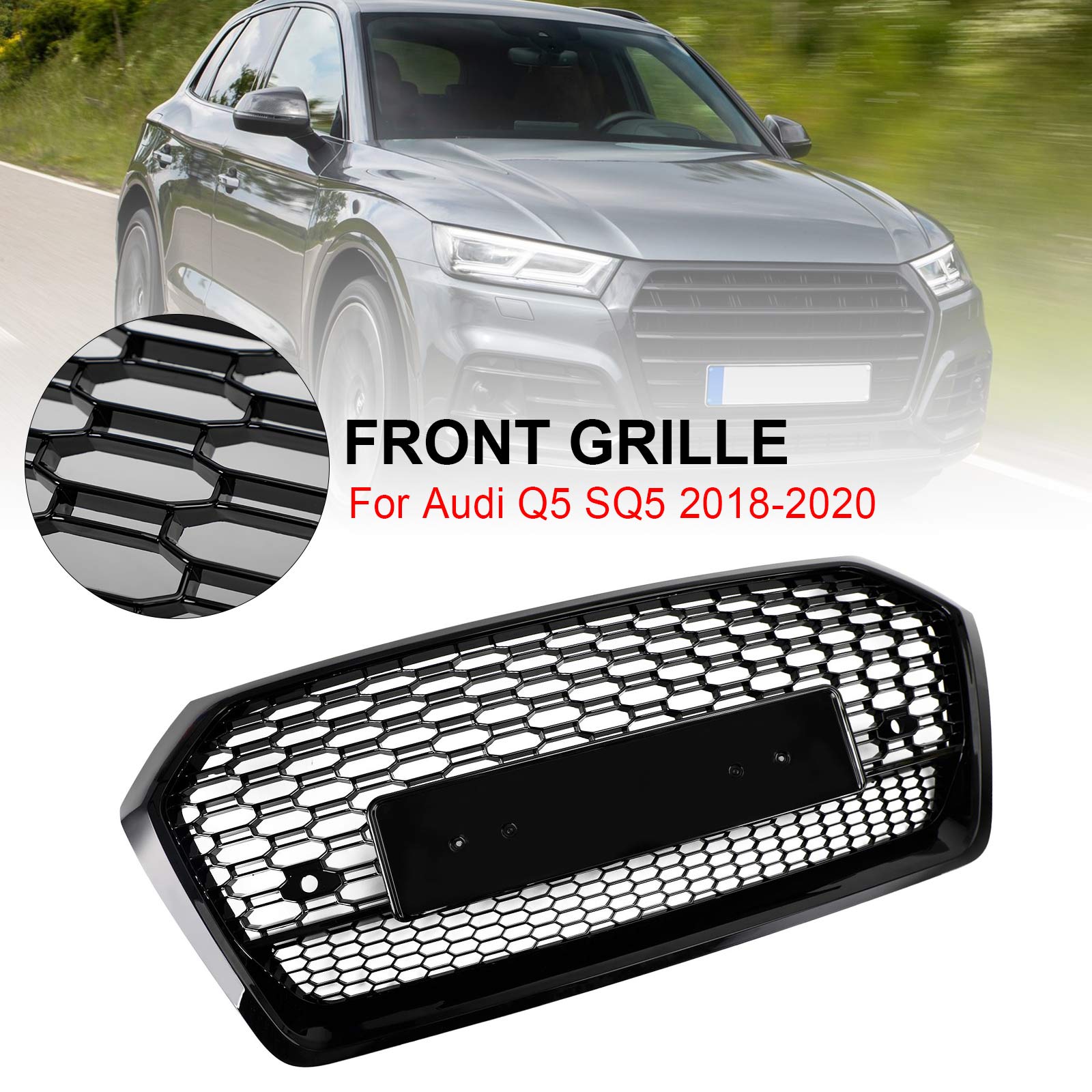 2018-2020 Audi Q5 SQ5 RSQ5-stijl honingraatgaasgrill vooraan
