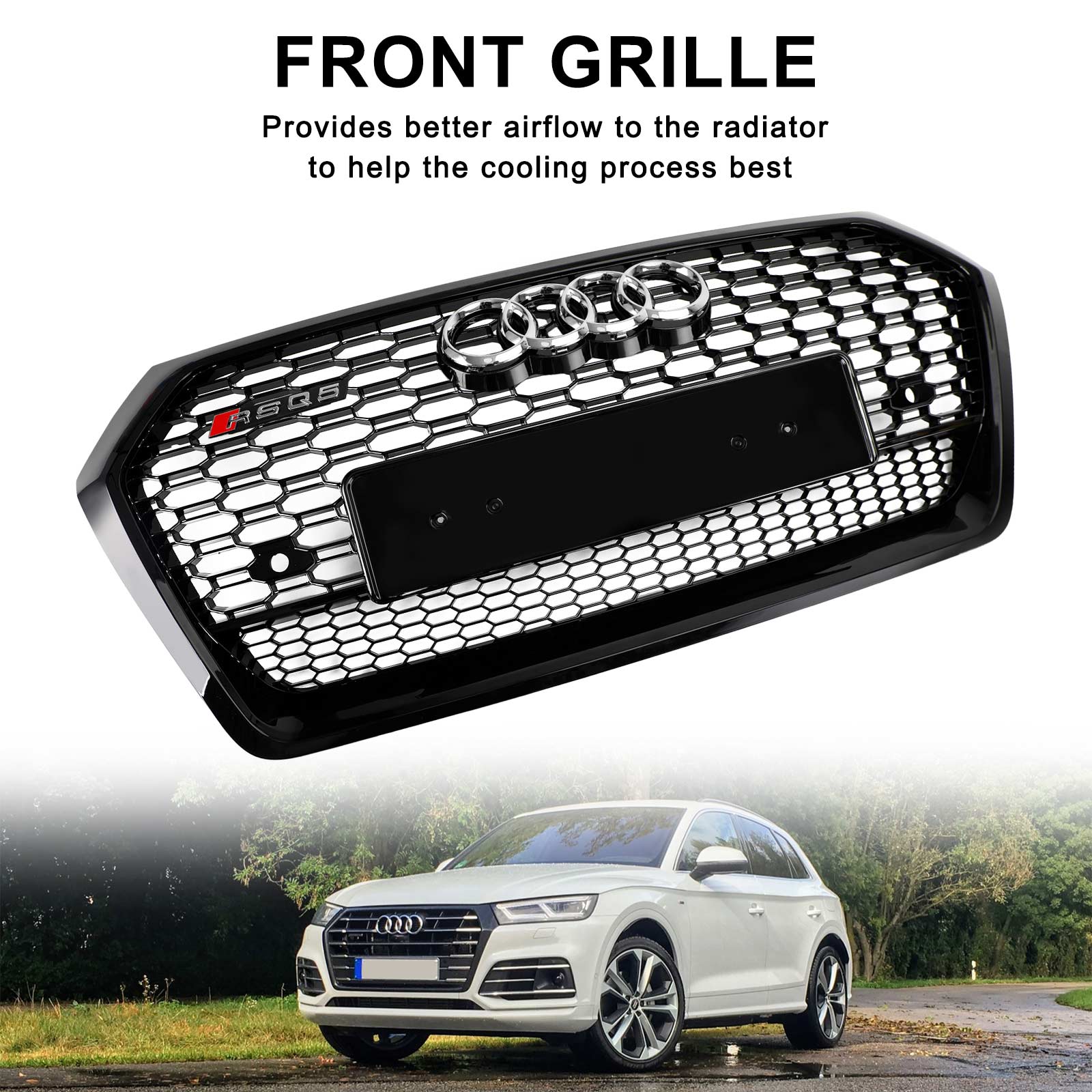 2018-2020 Audi Q5 SQ5 RSQ5 Style Front Honeycomb Mesh Grill Grille