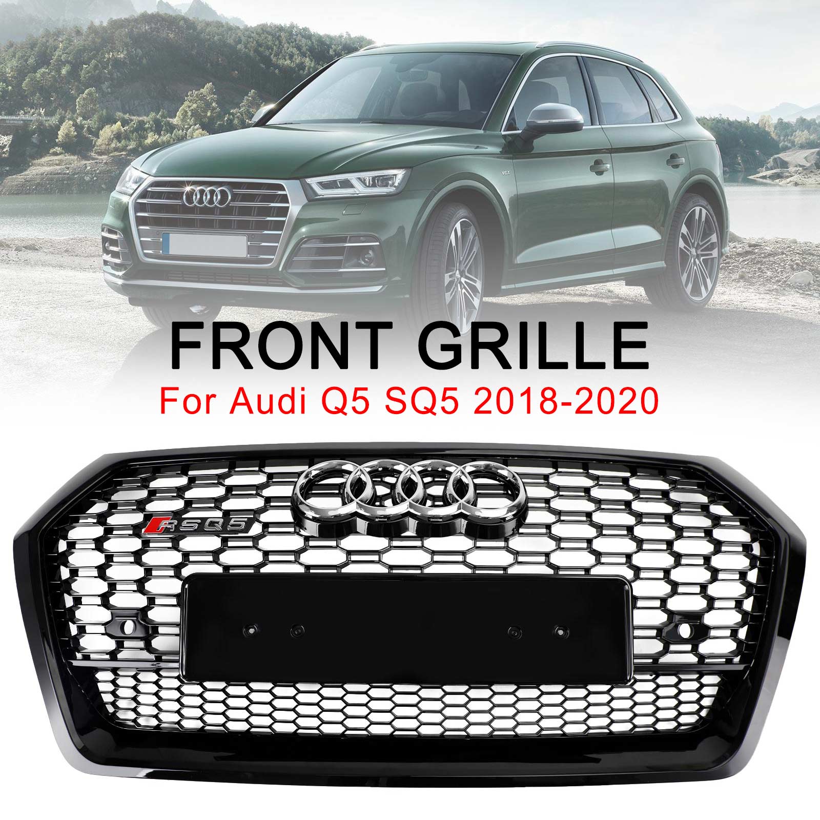 2018-2020 Audi Q5 SQ5 RSQ5 Style Front Honeycomb Mesh Grill Grille