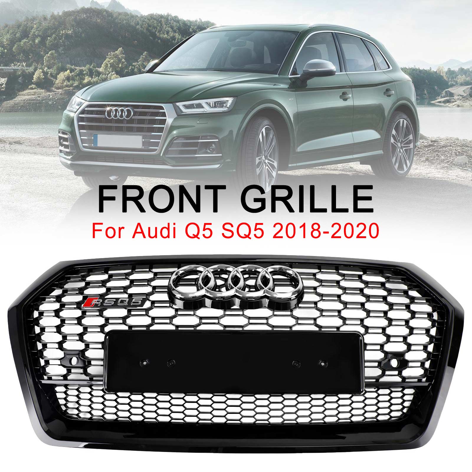 2018-2020 Audi Q5 SQ5 RSQ5-stijl honingraatgaasgrill vooraan