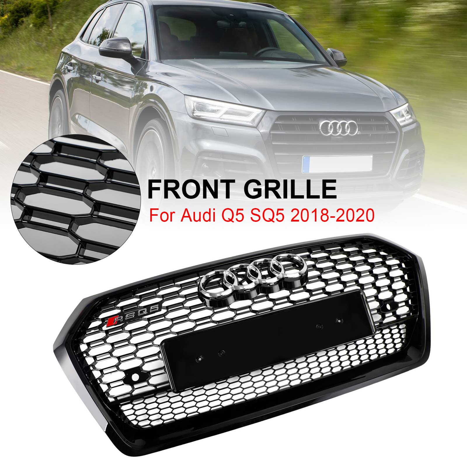 2018-2020 Audi Q5 SQ5 RSQ5 Style Front Honeycomb Mesh Grill Grille