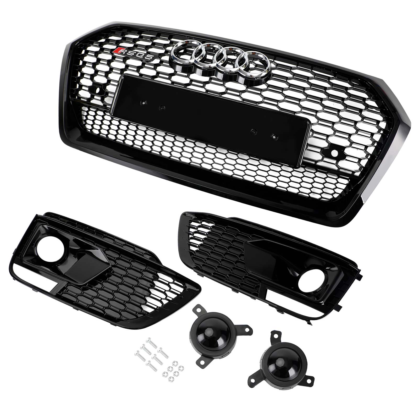 Grille avant en nid d'abeille + calandre de phare antibrouillard pour Audi Q5 SQ5 RSQ5 2018 – 2020