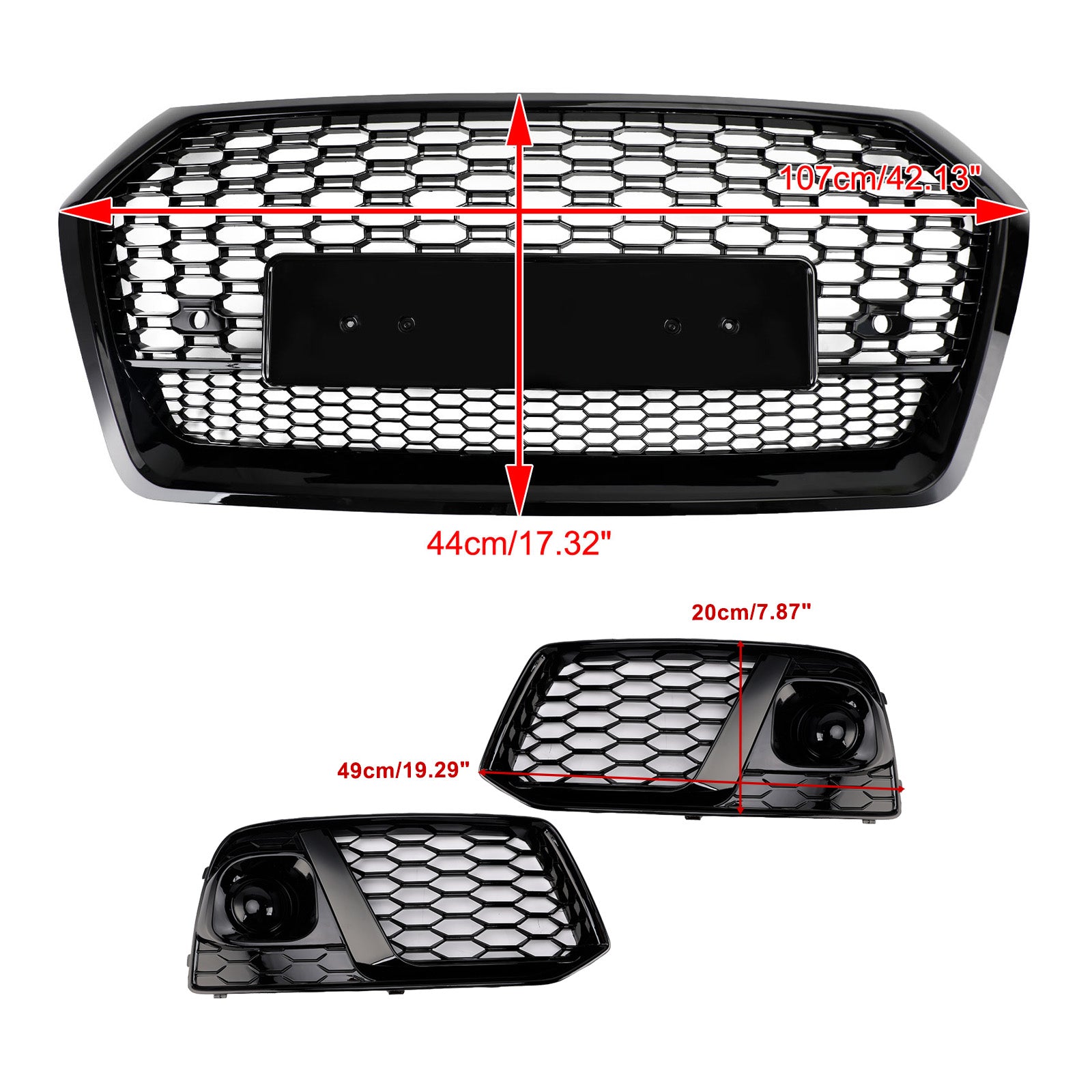 2018 2019 Audi Q5 SQ5 Grille avant en nid d'abeille + Grille de phare antibrouillard