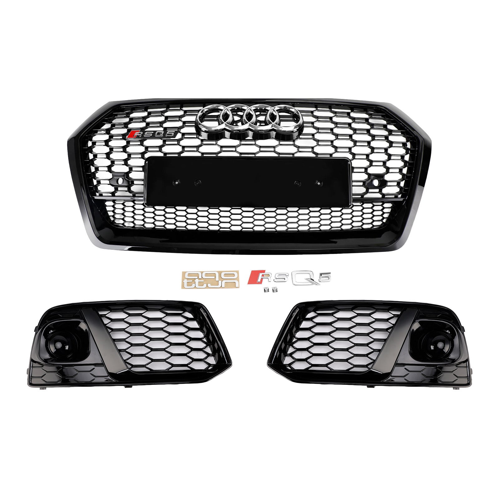 2018 2019 Audi Q5 SQ5 Front Honeycomb Mesh Grill + Dimlampa Grill