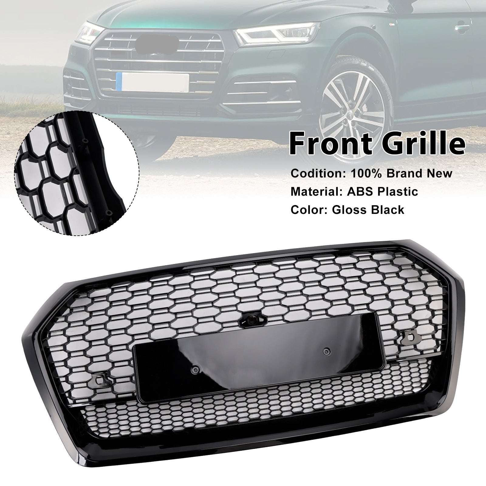 Grille de calandre avant en nid d'abeille de style Audi Q5 SQ5 RSQ5 2018-2020