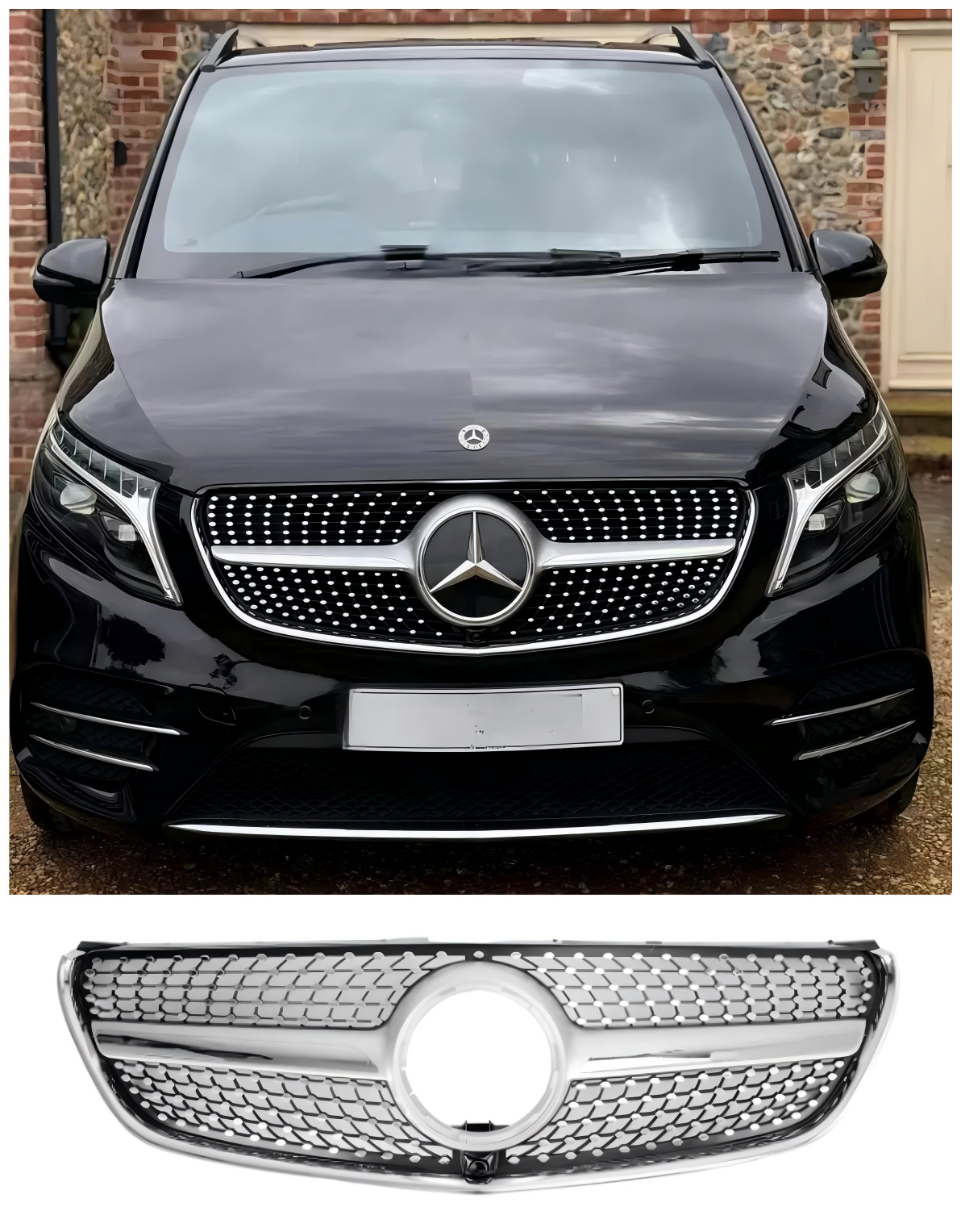 V-klasse W447 2014-03.2019 Mercedes Benz Diamond Front Bovenste Grille Grille