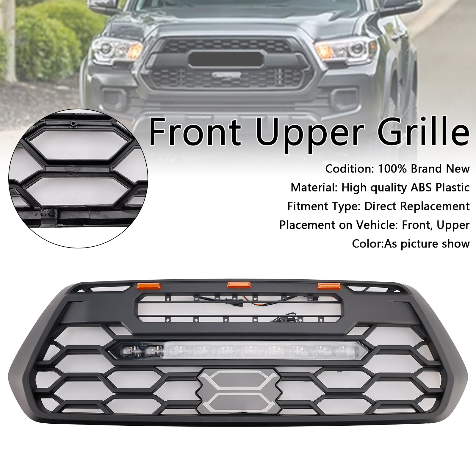 Grille de pare-chocs avant Toyota Tacoma 2016-2023 avec lumière LED