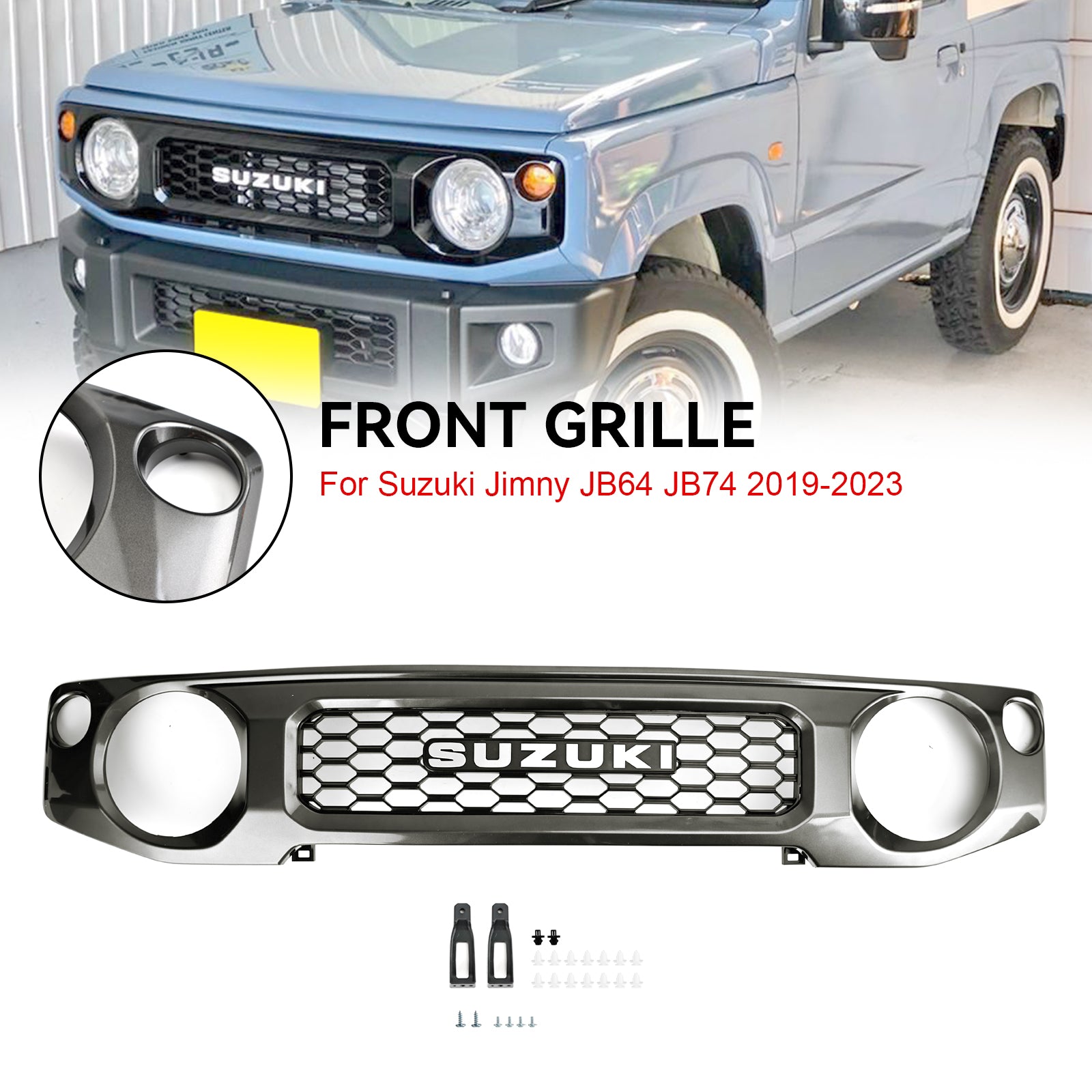 2019-2023 Suzuki Jimny JB74 Grille de pare-chocs avant en nid d'abeille Gris