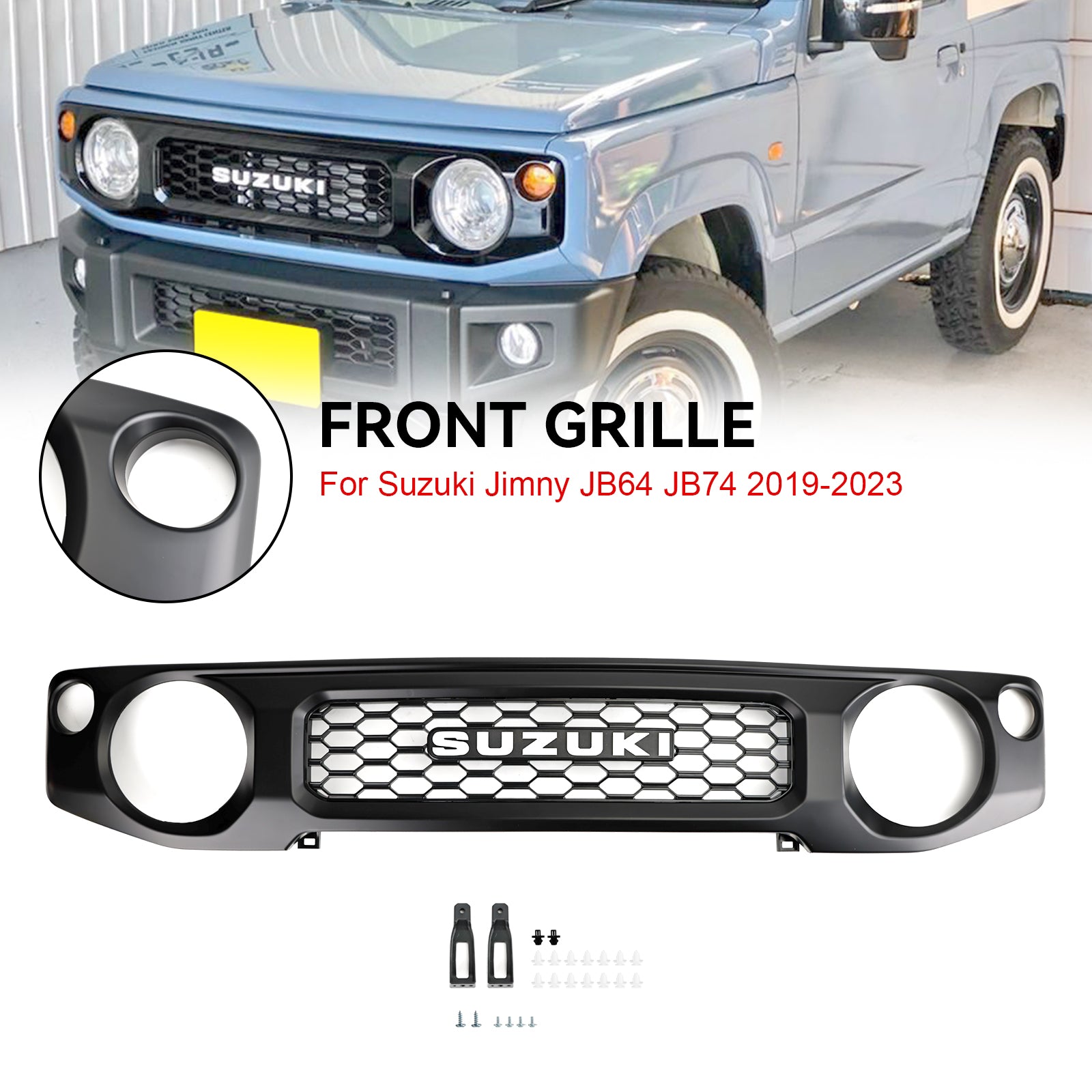 2019-2023 Suzuki Jimny JB74 Grille de pare-chocs avant en nid d'abeille noire