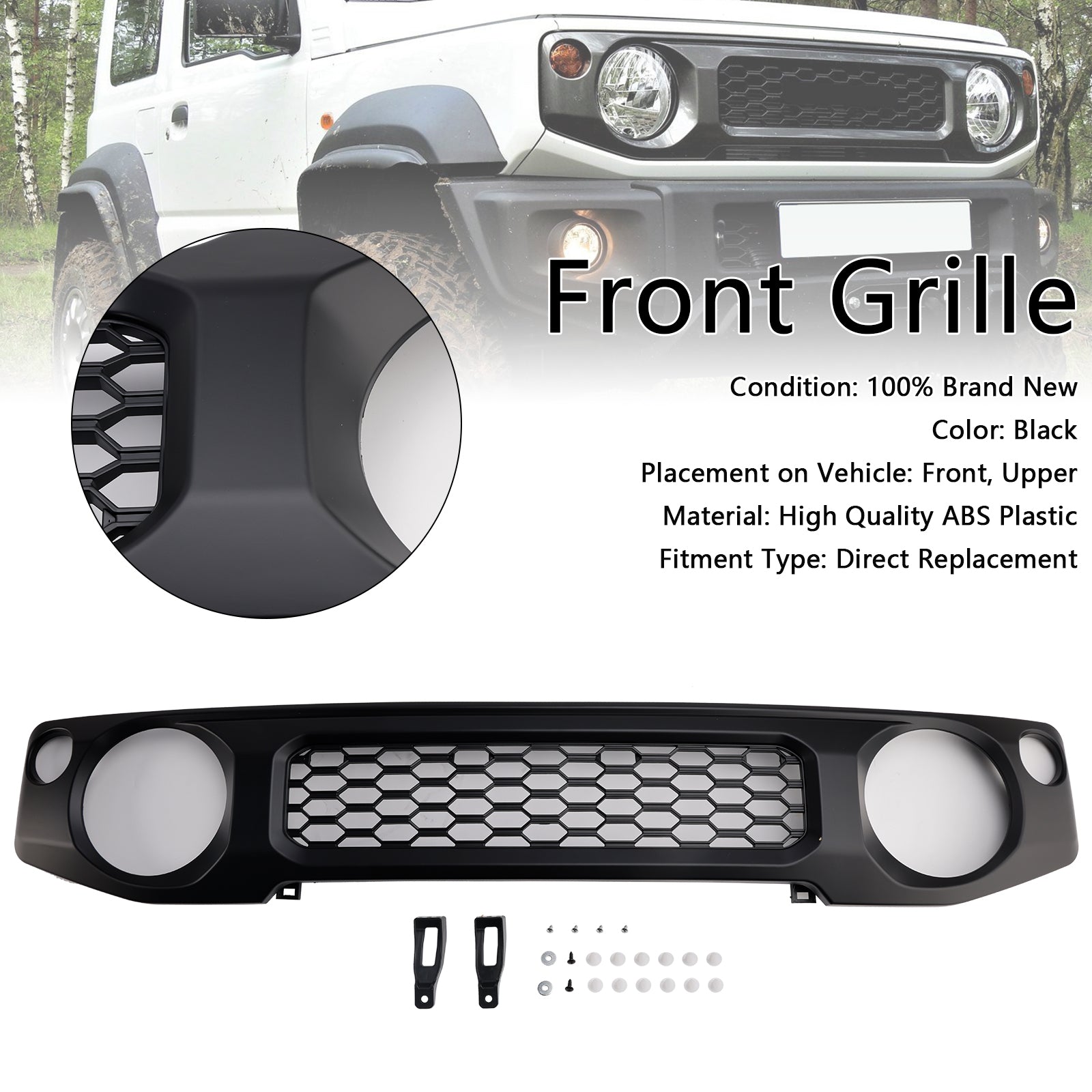 2019-2023 Suzuki Jimny JB64 JB74 Black Honeycomb Grade Front Bumper Grill