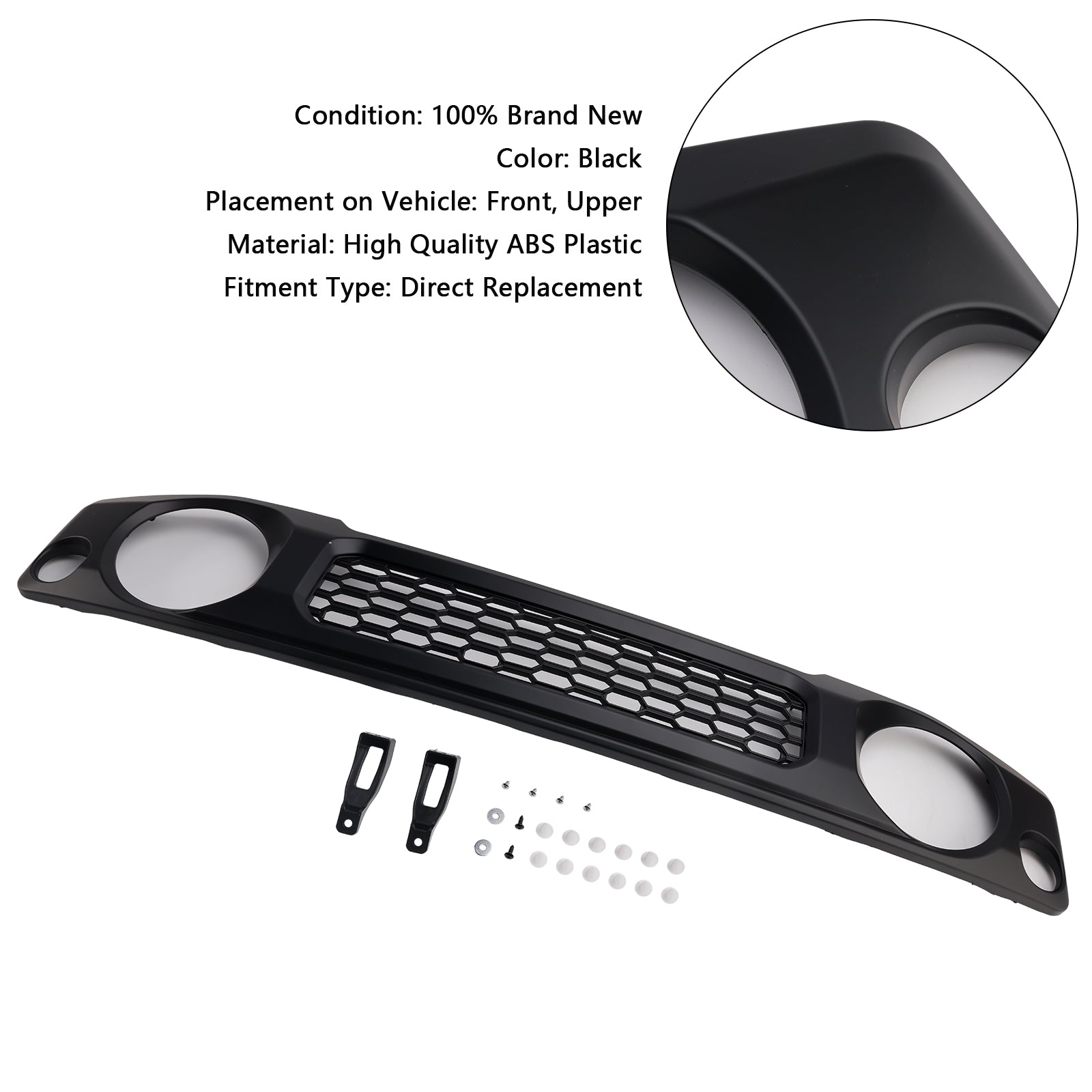 2019 2020 2021 2022 2023 Suzuki Jimny JB64 JB74 Parrilla de parachoques delantero de panal negro