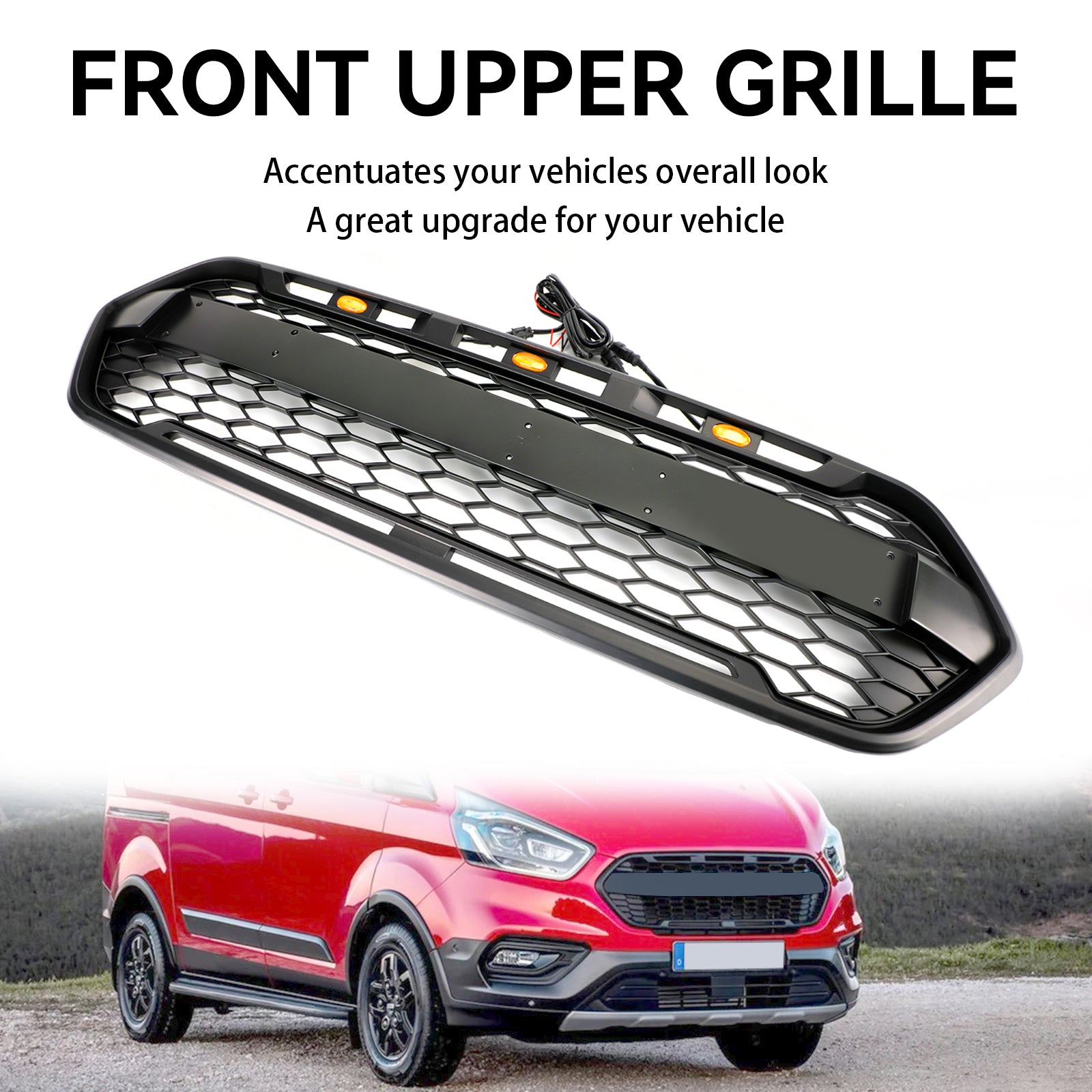 2018-2023 Ford Transit Custom Trail avec 3LED noir mat calandre de pare-chocs avant style Raptor