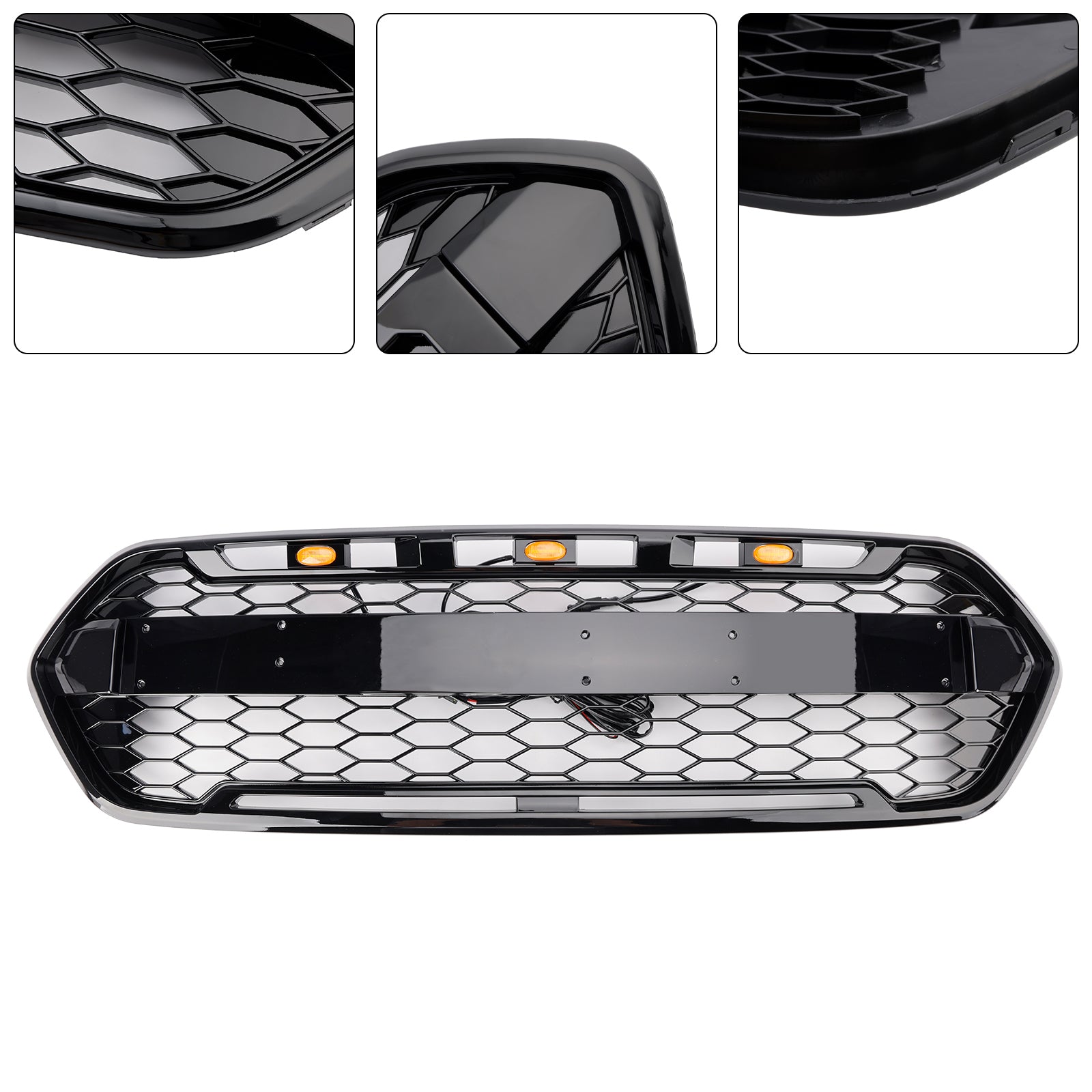 2018-2023 Ford Transit Custom Trail avec 3LED noir mat calandre de pare-chocs avant style Raptor