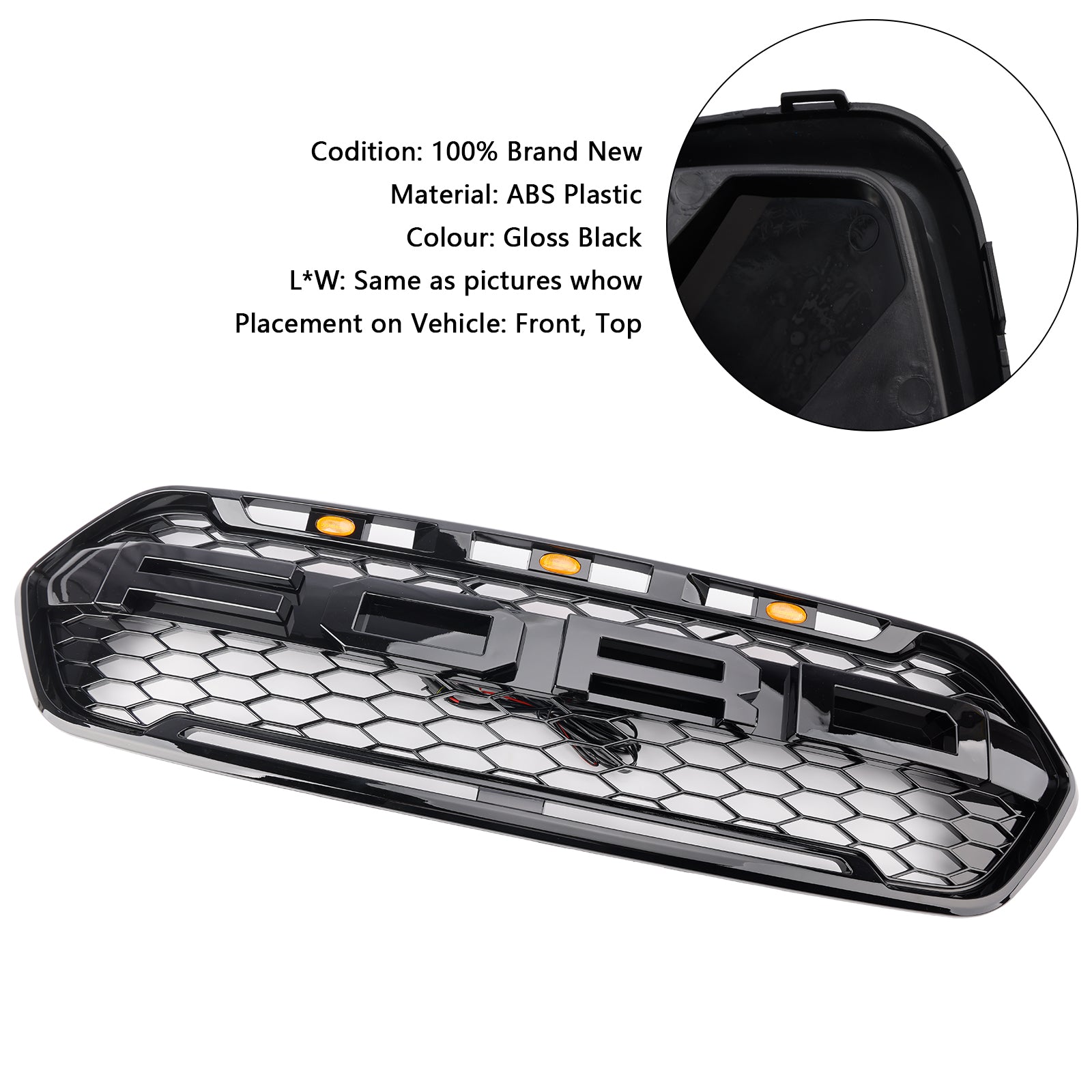 2018-2023 met 3LED glanzend zwarte Ford Transit Custom Trail met 3LED voorbumpergrille