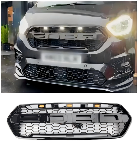 2018 2019 2020 2021 2022 2023 Ford Transit Custom Raptor Style Trail W/ 3LED Matte Black Front Bumper Grille