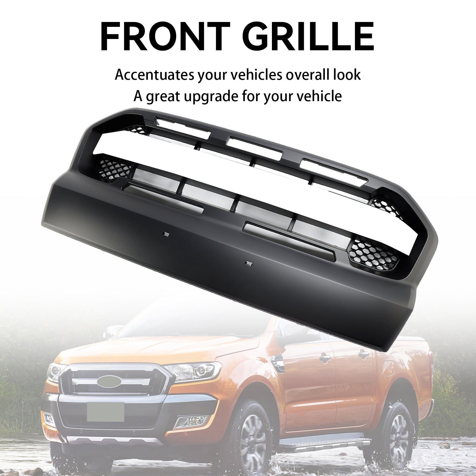 2015 2016 2017 2018 2019 Ford Ranger T7 Ranger Raptor Style Grille de pare-chocs avant noir mat