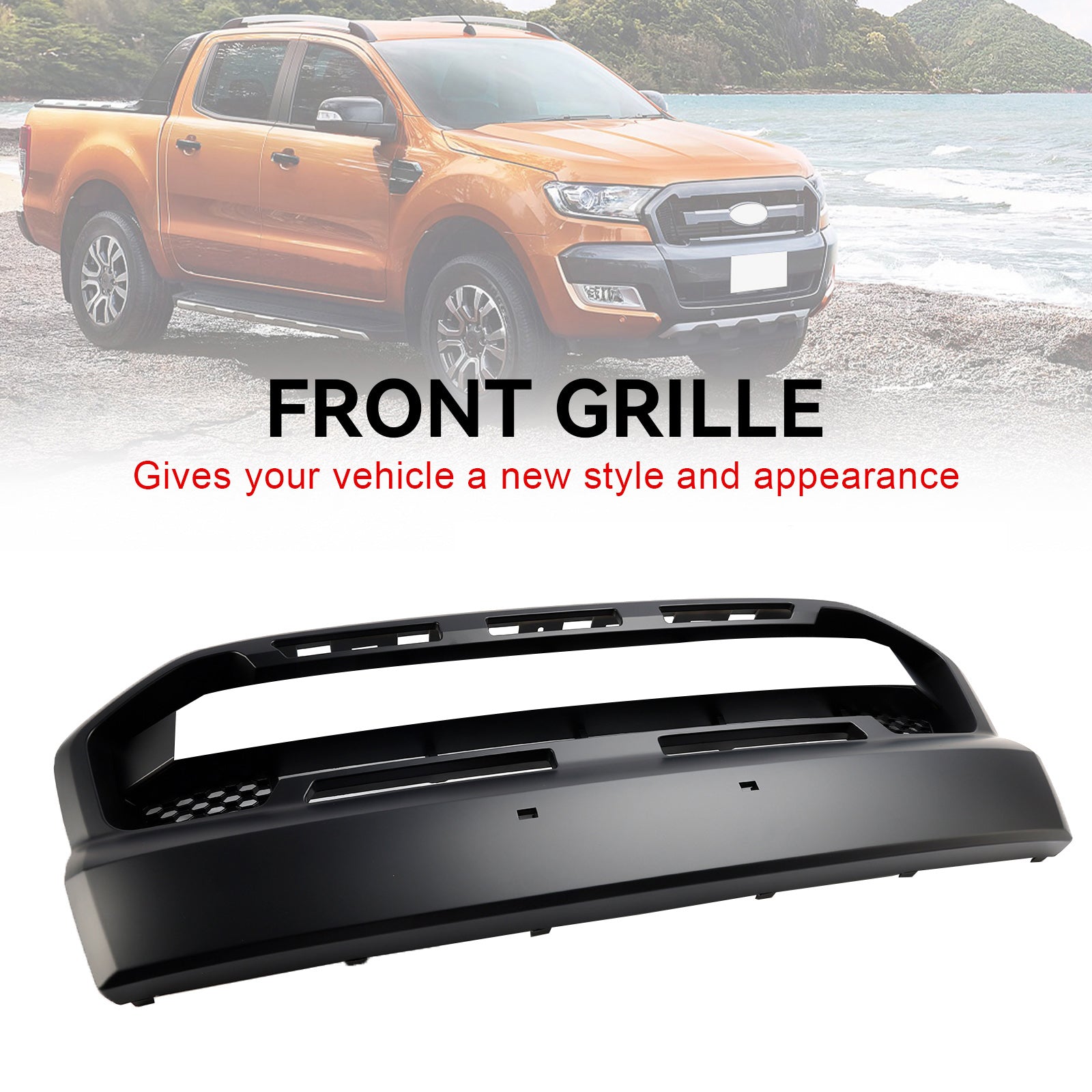 2015 2016 2017 2018 2019 Ford Ranger T7 Ranger Raptor Style Grille de pare-chocs avant noir mat