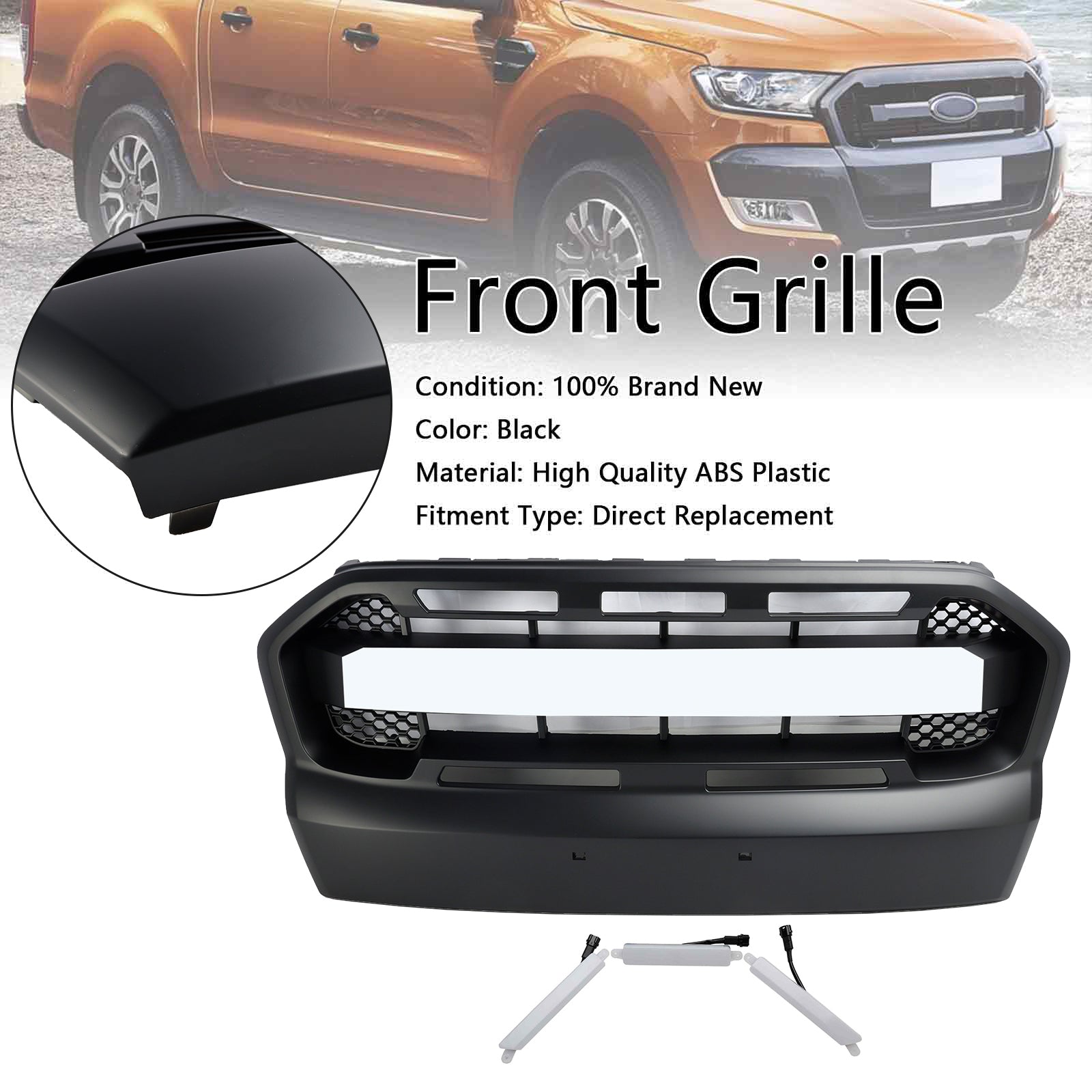 2015-2019 Ford Ranger T7 m/LED Raptor Style Front Bumper Grill Grill