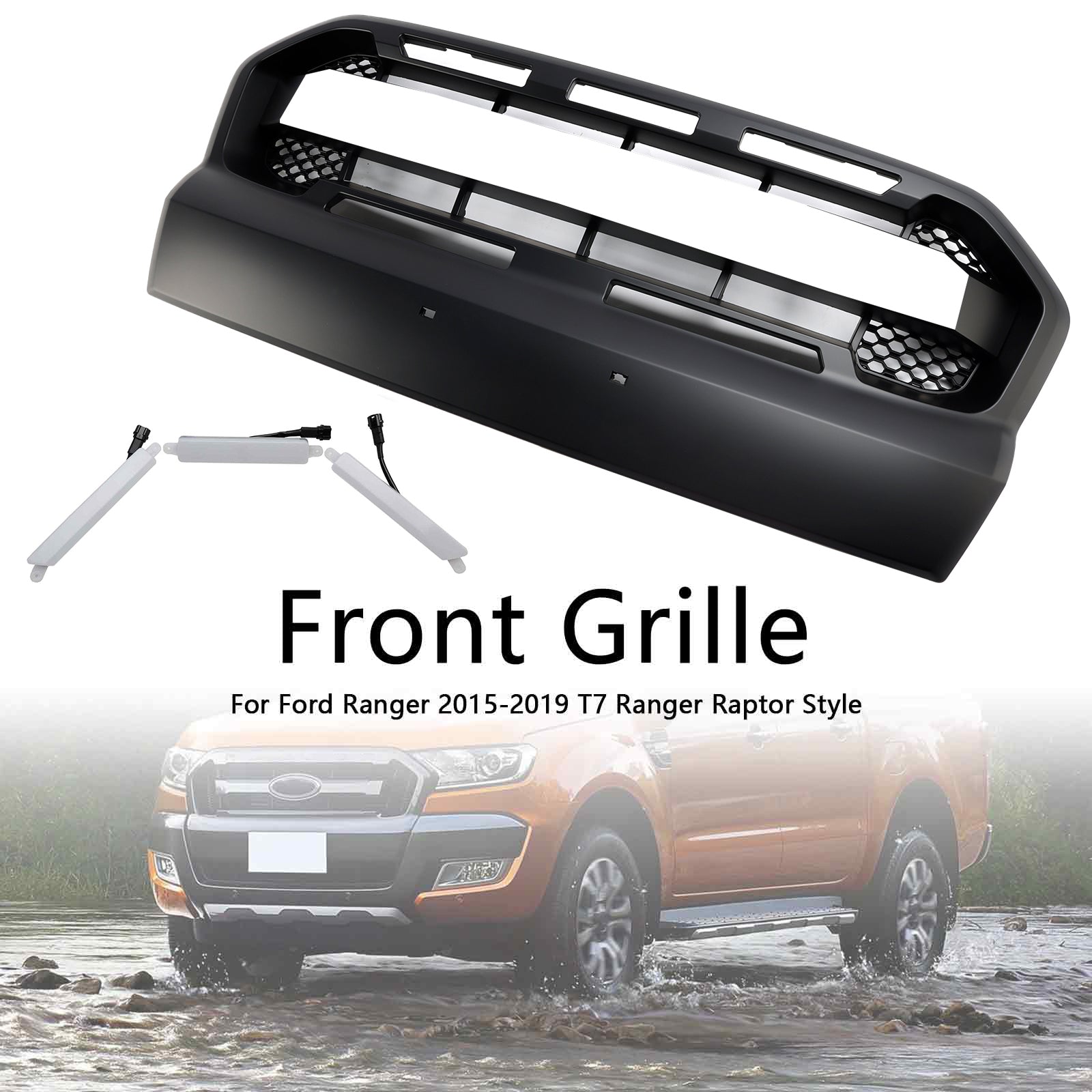 2015-2019 Ford Ranger T7 m/LED Raptor Style Front Bumper Grill Grill