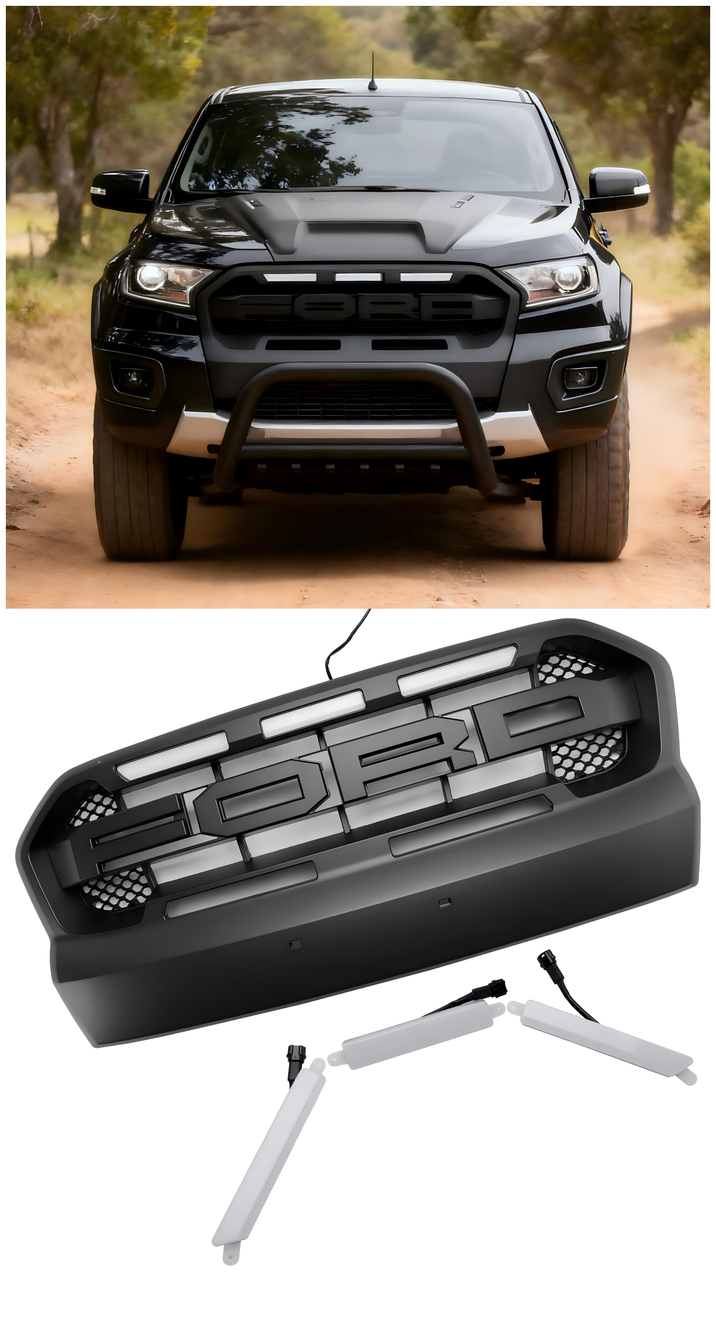 2015-2019 Ford Ranger T7 W/LED Raptor Style Style Grill Grill Grill