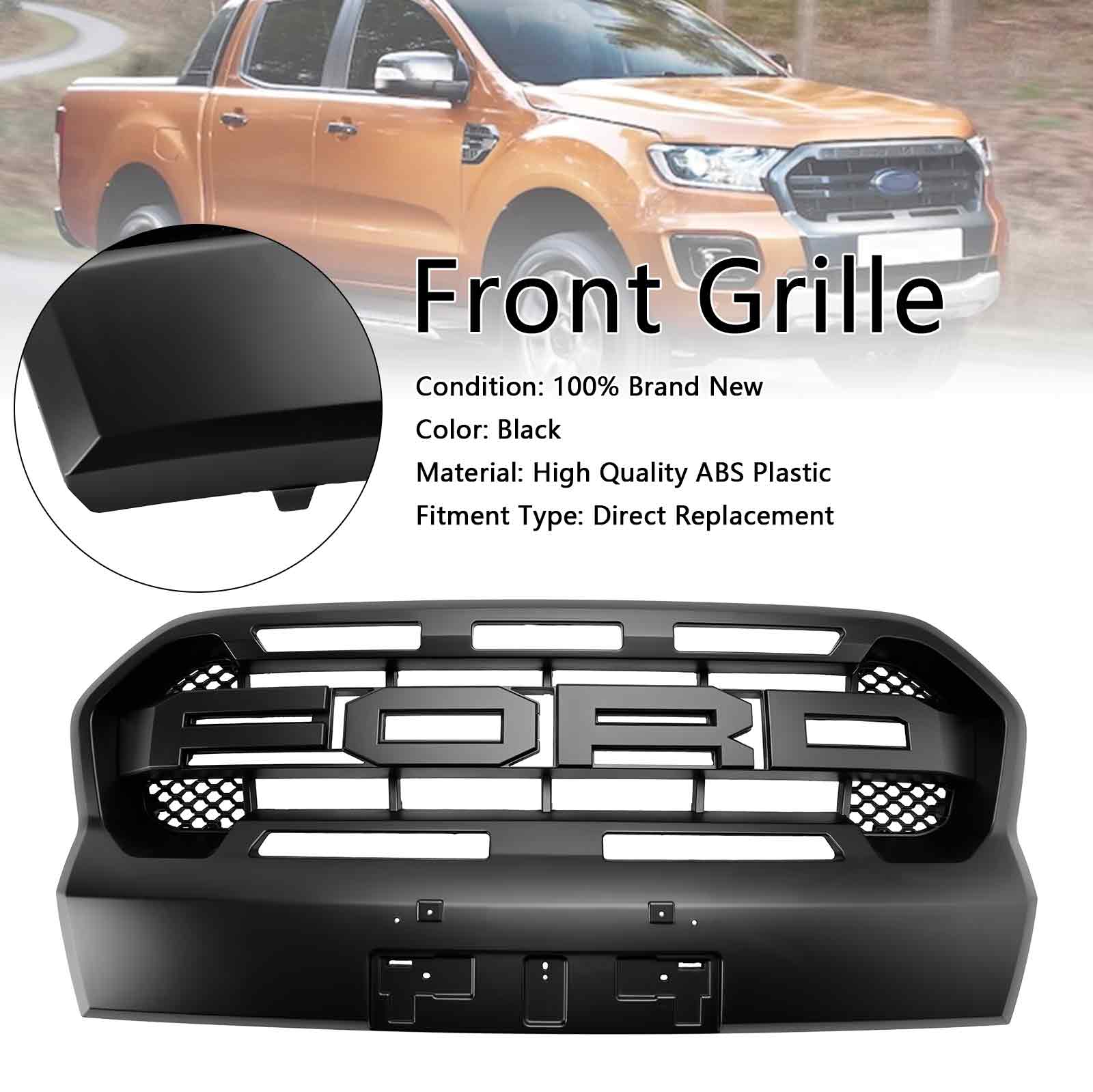 Grille de calandre de pare-chocs avant de style Raptor pour Ford Ranger T8 2019-2023