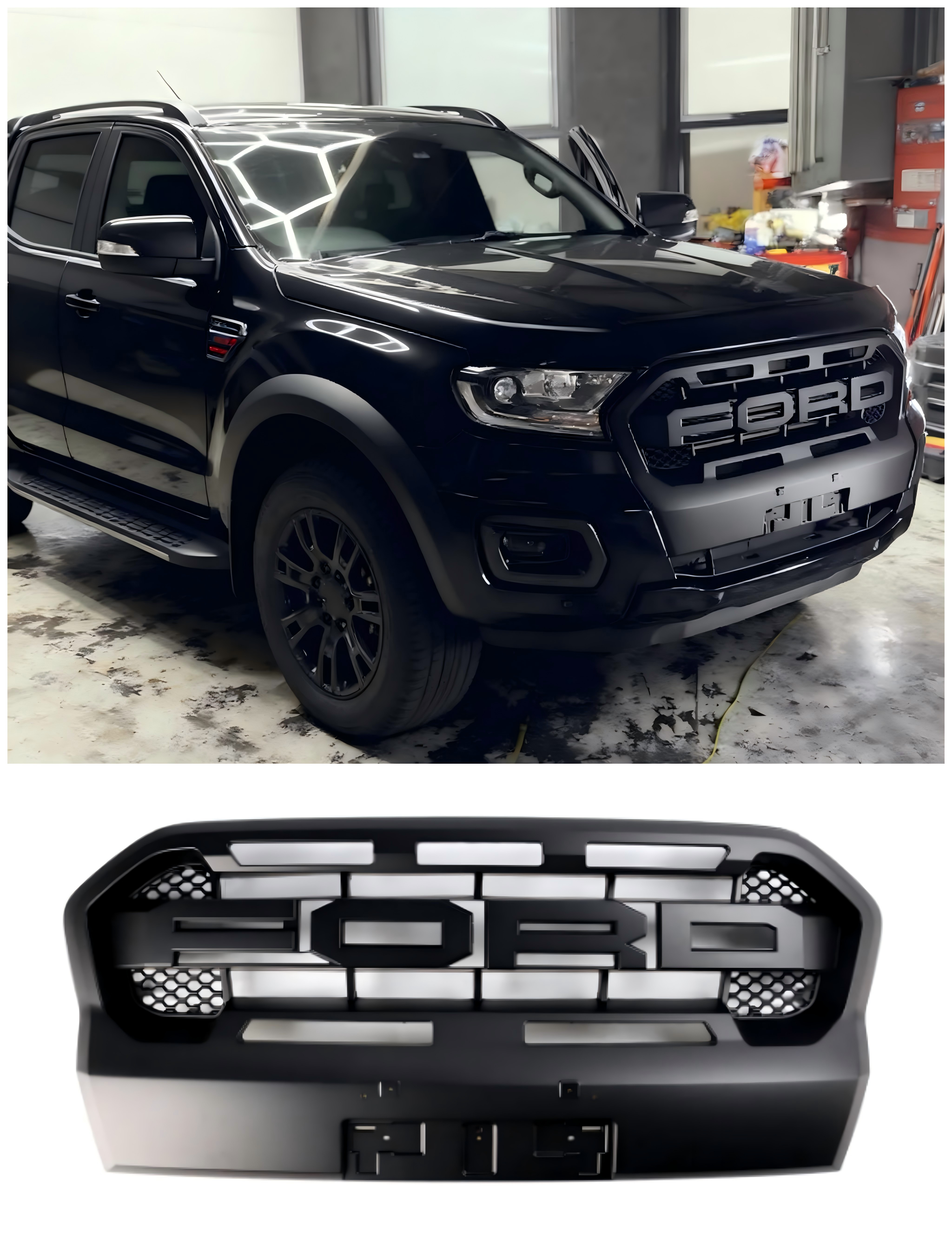 2019 2020 2021 2022 2023 Parrilla del parachoques delantero del estilo del rapaz del guardabosques del negro mate del guardabosques T8 de Ford