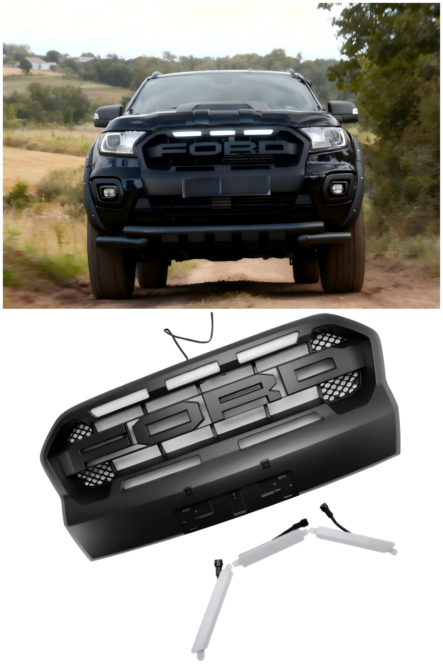 2019-2023 Ford Ranger T8 met LED Raptor-stijl voorbumpergrille
