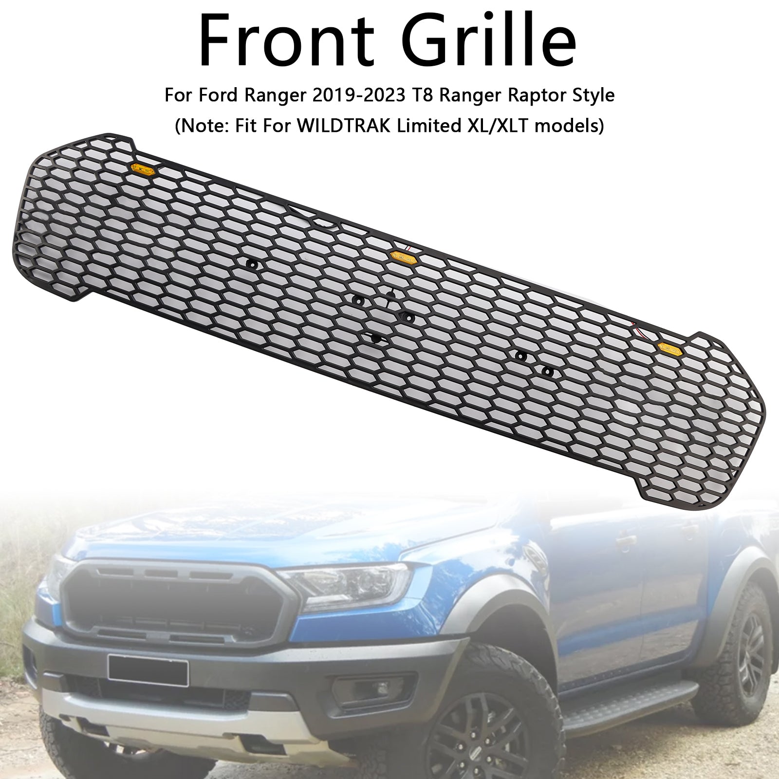 2019-2023 Ford Ranger T8 W/LED Raptor Style Style Grill Grill Grill