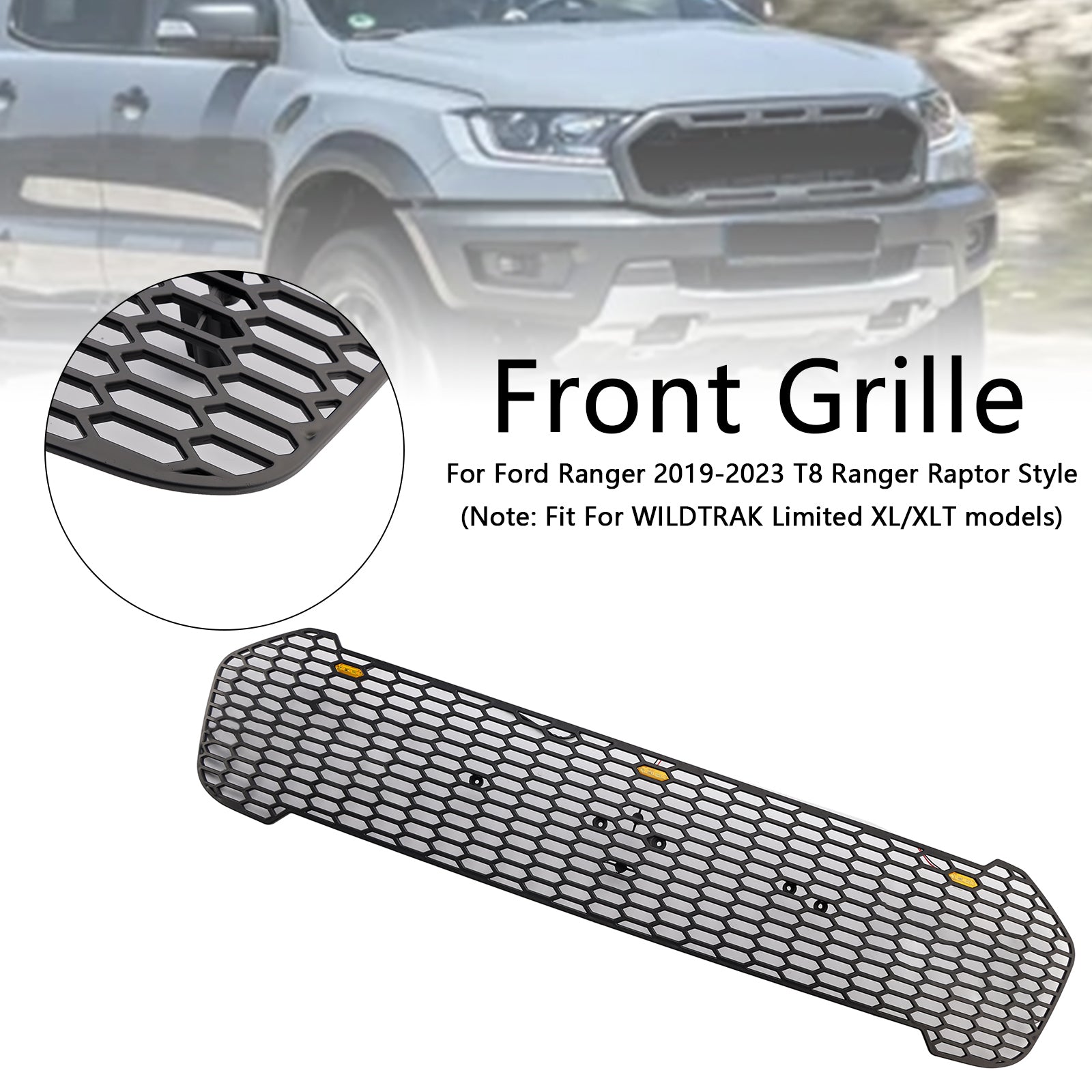 2019 2020 2021 2022 2023 Ford Ranger T8 W/LED Parrilla de parachoques delantero estilo Raptor