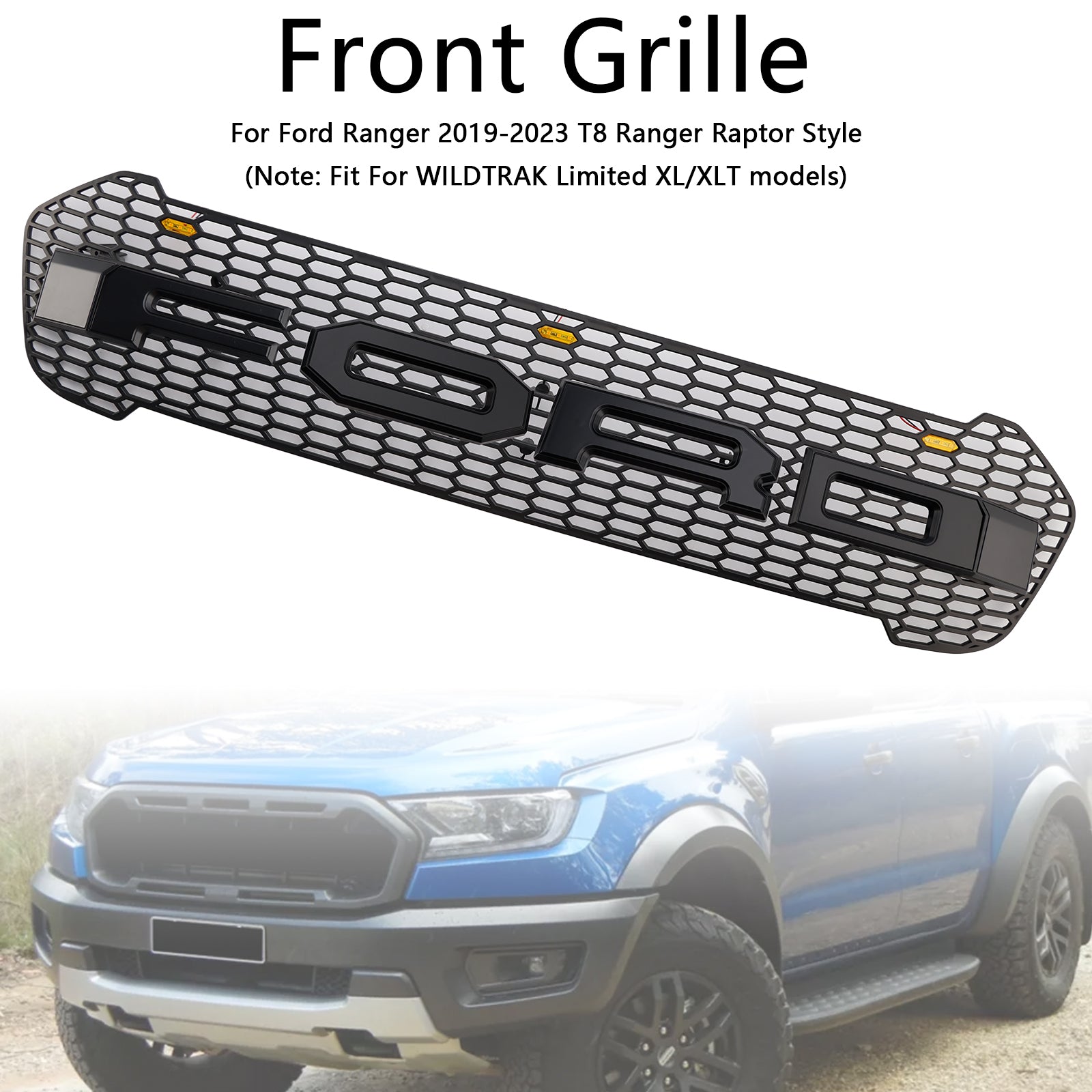 2019-2023 Ford Ranger T8 avec grille de pare-chocs avant Raptor à LED