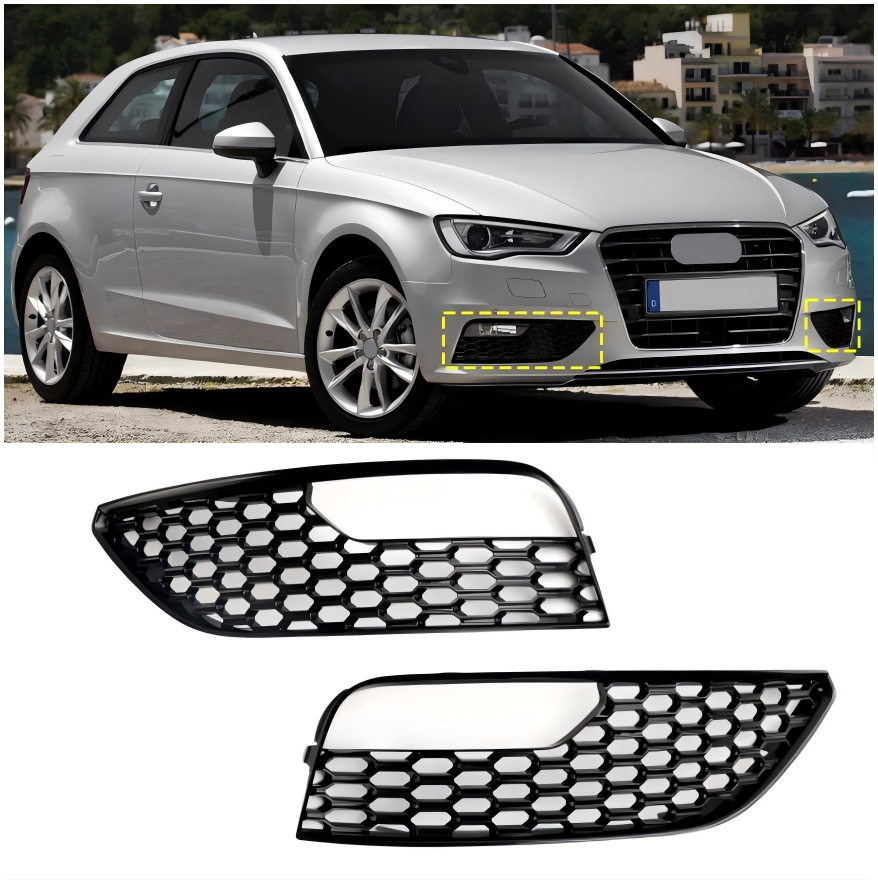2012-2016 Audi A3 S3 Mesh Front Bumper Fog Light Surround Cover Grille 2PCS