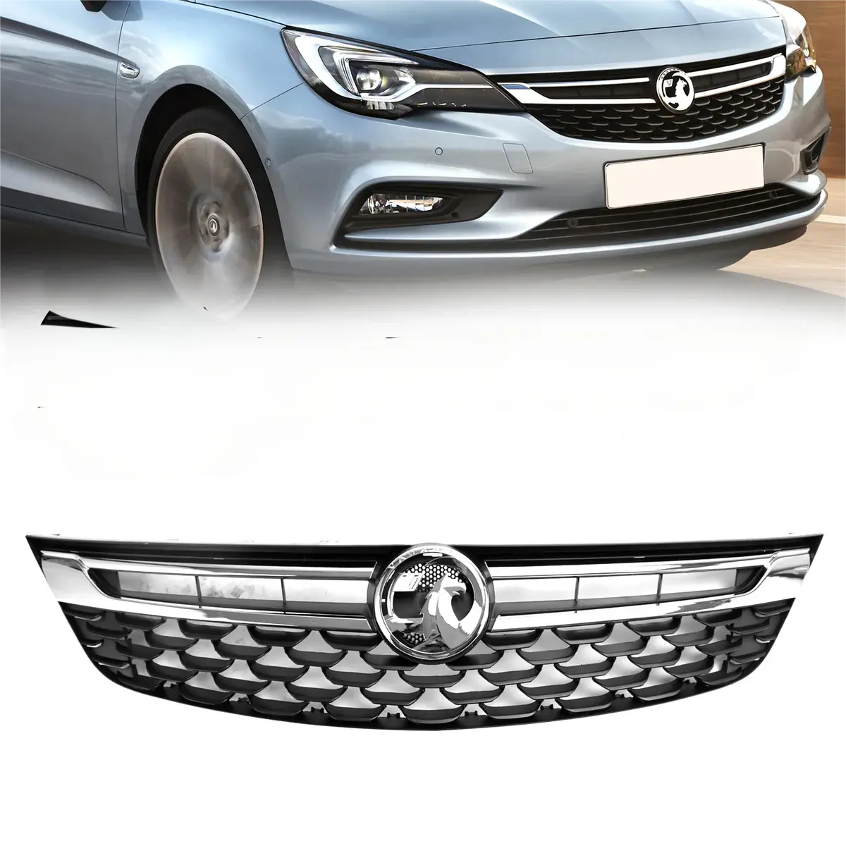 Vauxhall Astra K 2015-2019 Facelift Opel Vauxhall Astra K Grille de pare-chocs Grill Black Chrome 13464791 13423642