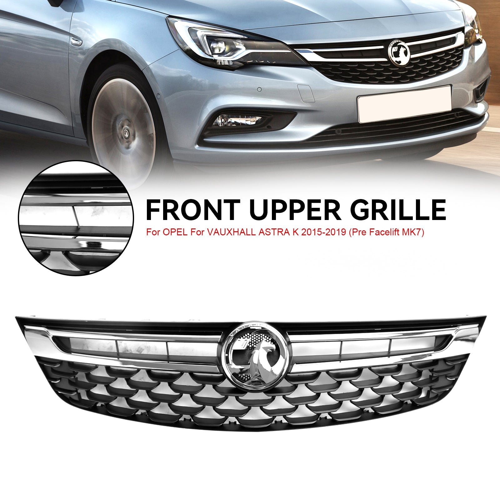 Vauxhall Astra K 2015-2019 Facelift Opel Vauxhall Astra K Front Bumper Grill Grille Black Chrome 13464791 13423642