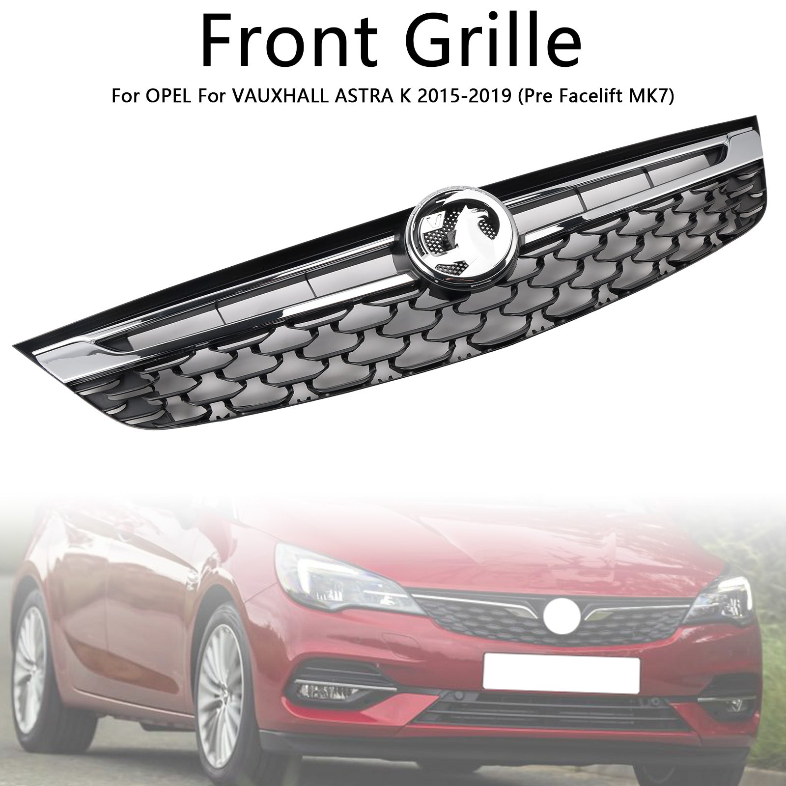 2015-2019 OPEL ASTRA K Facelift Front Bumper Grill Grille 13464791 Black Chrome