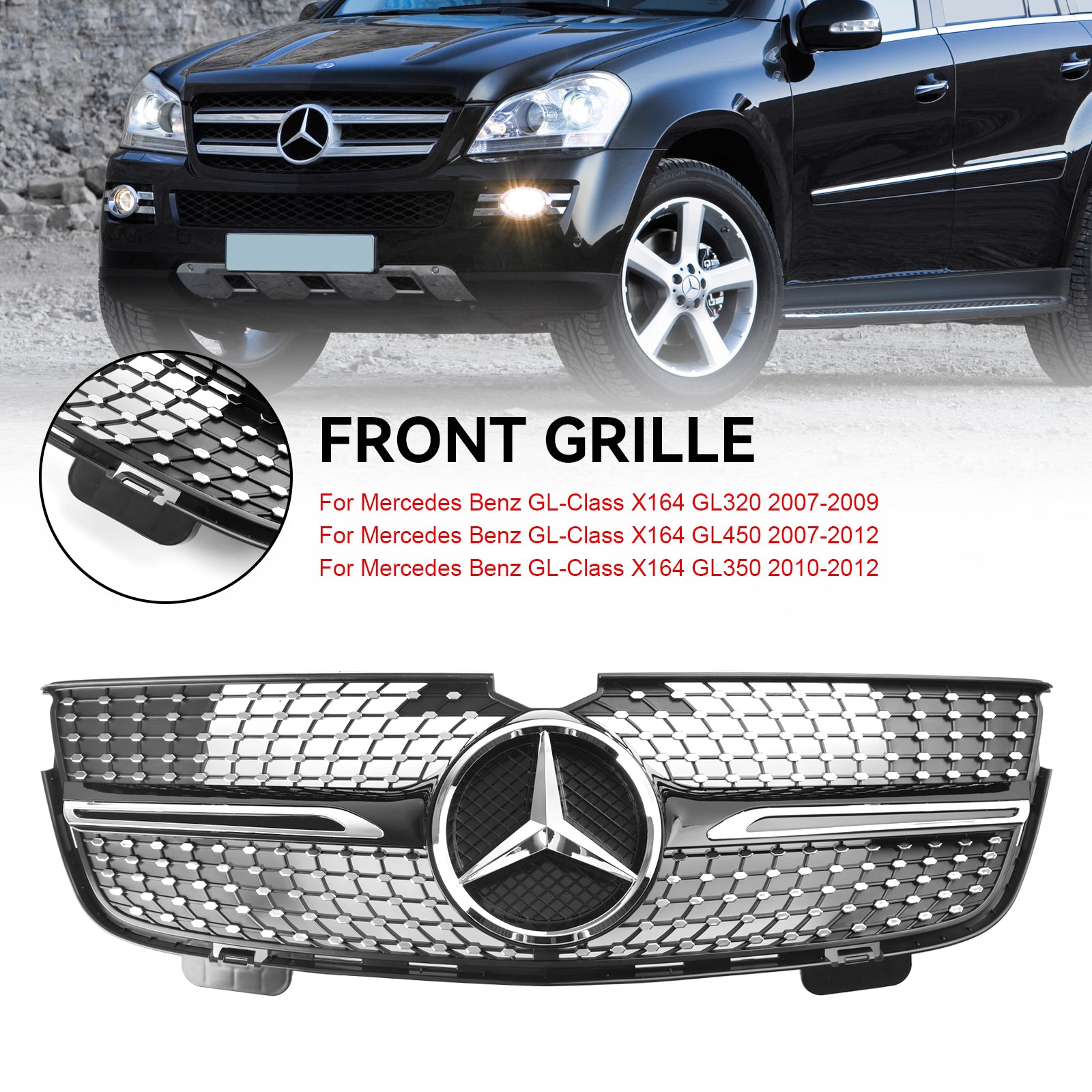 2007 2008 2009 Mercedes Benz GL-Class X164 GL320 GL350 GL450 DIAMEIROS CROMA DE ROMPENTE FRONTAL