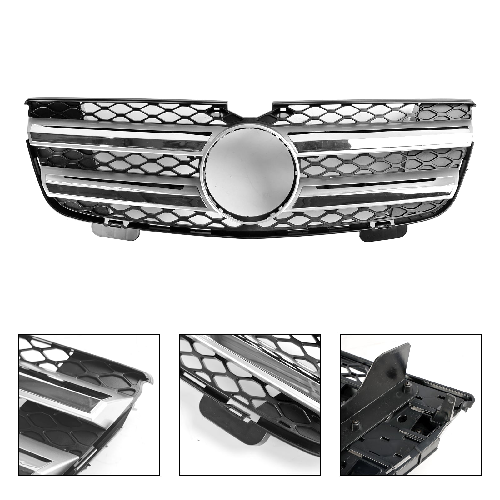 Parrilla de parachoques delantero compatible con Mercedes Benz Clase GL X164 2007-2009 cromada